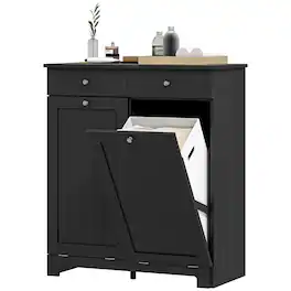 Homcom - Laundry Hamper Cabinet - Black