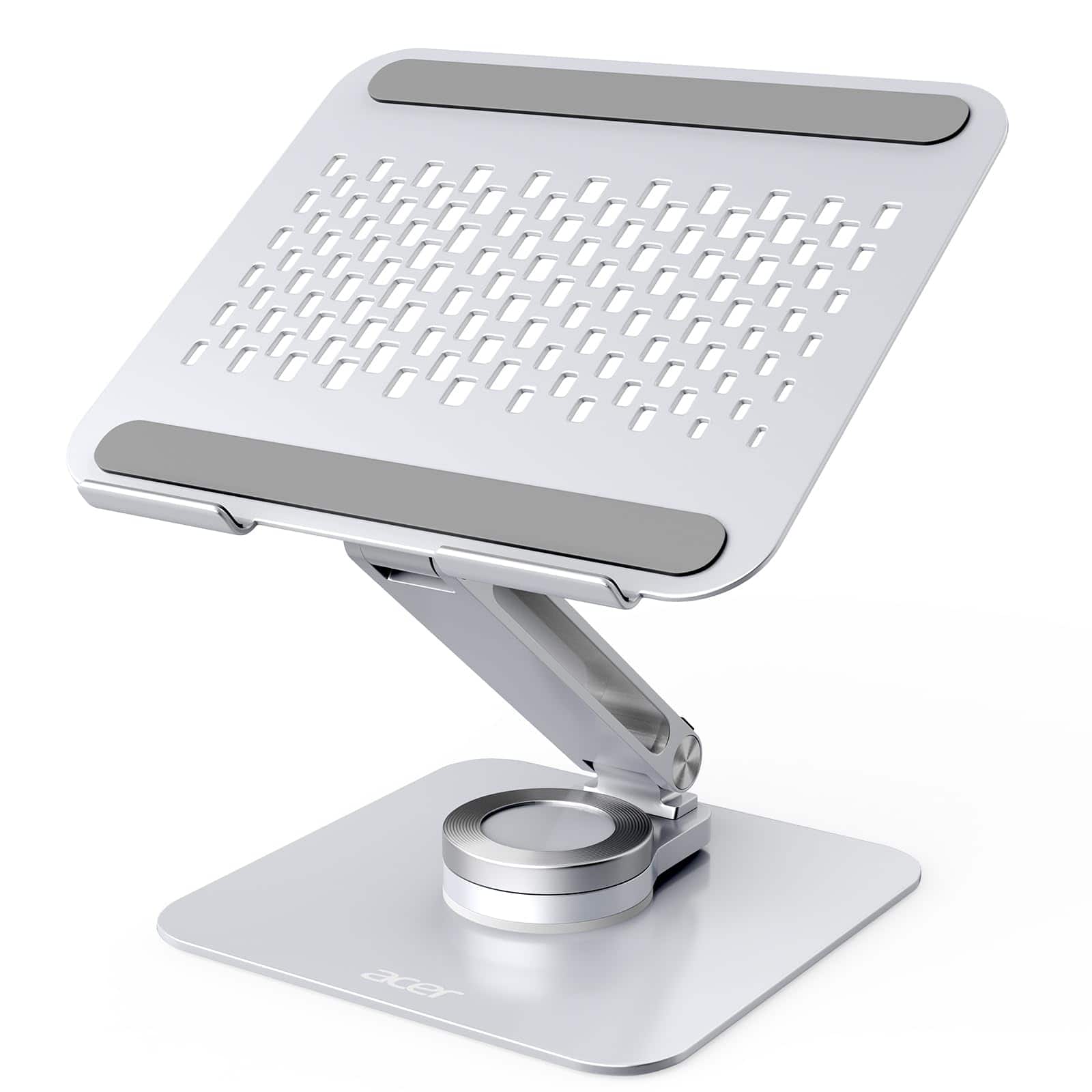 HongFei - Laptop Stand for Desk - 360 Swivel Base, Rotating Riser, Adjustable Computer Stand, Ergonomic Holder, Portable - Silver - Silver-T30