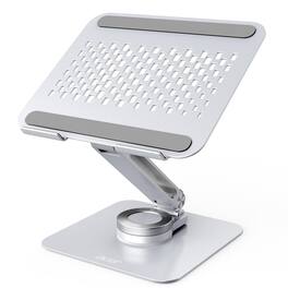 HongFei - Laptop Stand for Desk - 360 Swivel Base, Rotating Riser, Adjustable Computer Stand, Ergonomic Holder, Portable - Silver - Silver-T30