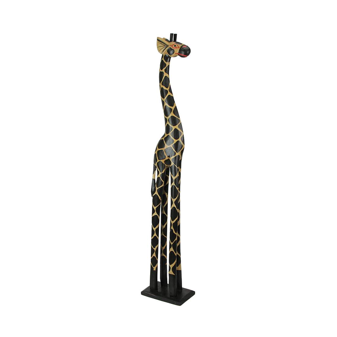 Zeckos - 36 Inch Hand Carved Wooden Giraffe Sculpture Safari Home Decor Figurine Statue - Brown