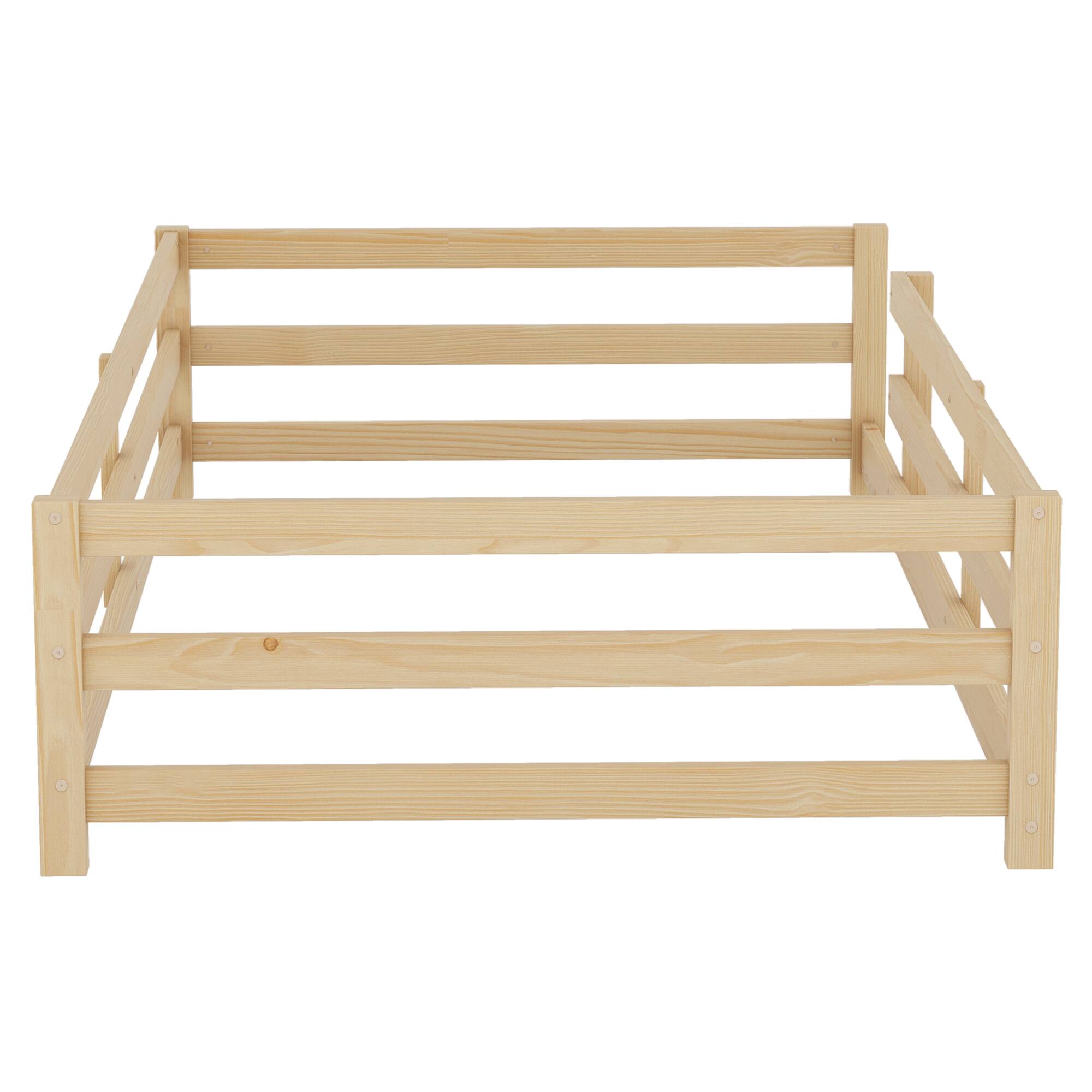 Alt View 9. GOODSILO - Twin Size Floor Bed for Kids with Safety Fence, Sturdy Wooden Montessori Style Bed Frame for Boys and Girls - Oak.