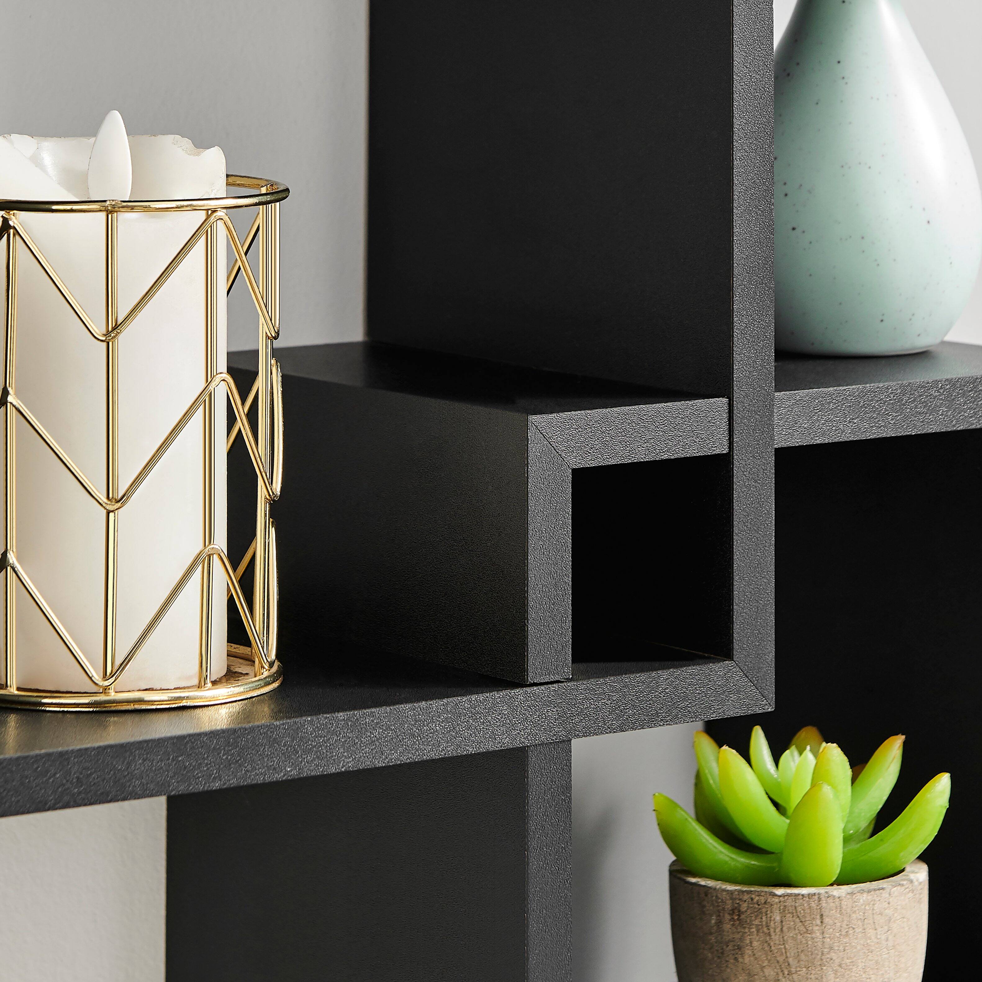 Alt View 5. Danya B - Blocchetto Intersecting Cubes Wall Shelf  - Black - Black.