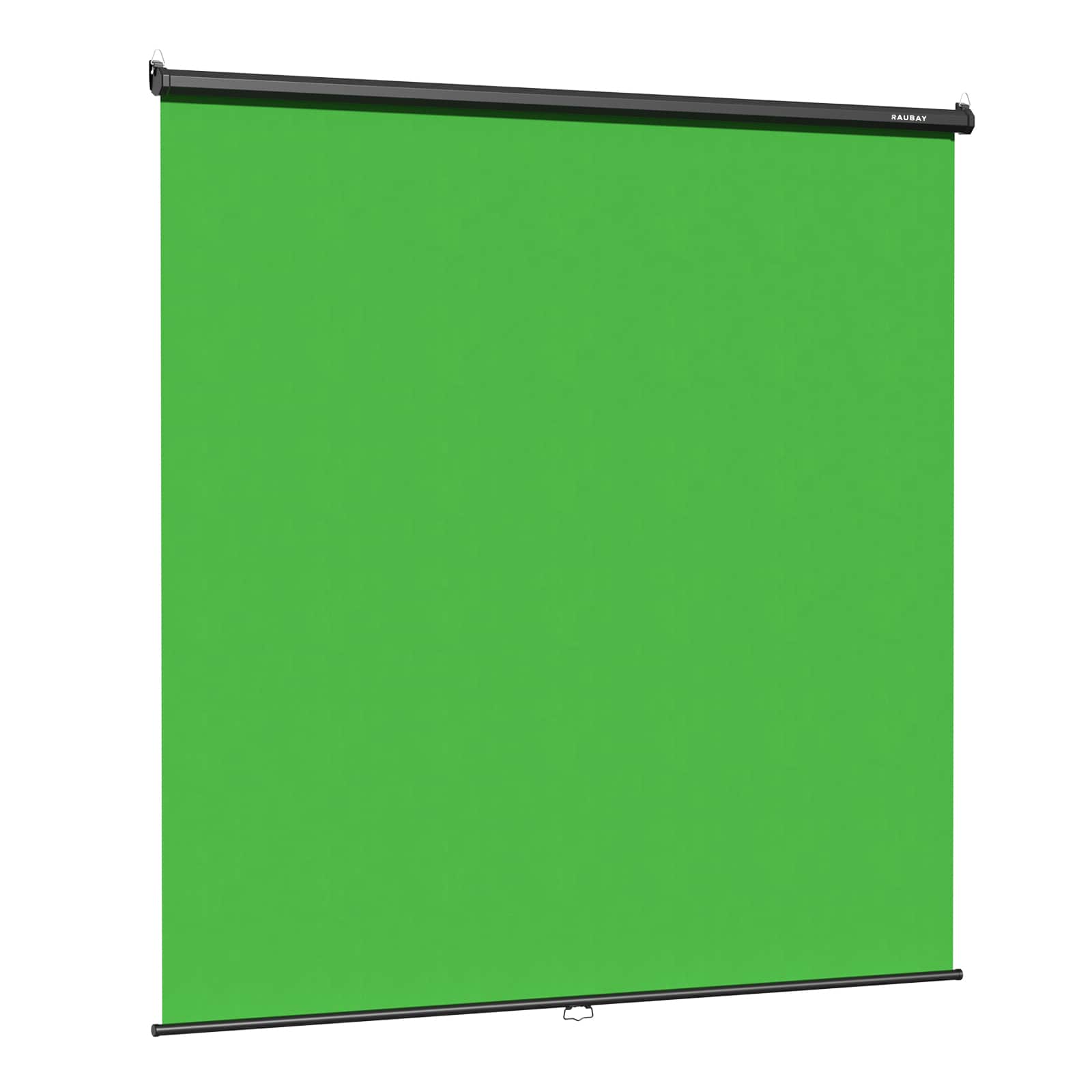 RAUBAY - 6.7′ x 7.2′ Pull Down Screen Backdrop Retractable Collapsible Wall-Mount Background - Green