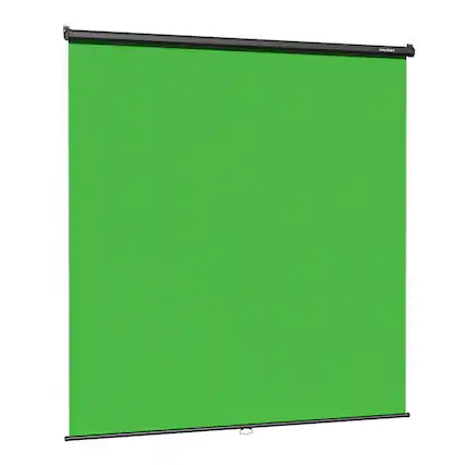 Front. RAUBAY - 6.7′ x 7.2′ Pull Down Green Screen Backdrop Retractable Collapsible Wall-Mount Background - Green.