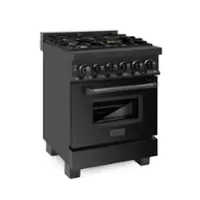 ZLINE - 24" Legacy Dual Fuel Range w/ 4 Brass Burners & Oven in Black Stainless Steel (RAB-BR-24) - Black Stainless Steel - Front_Zoom