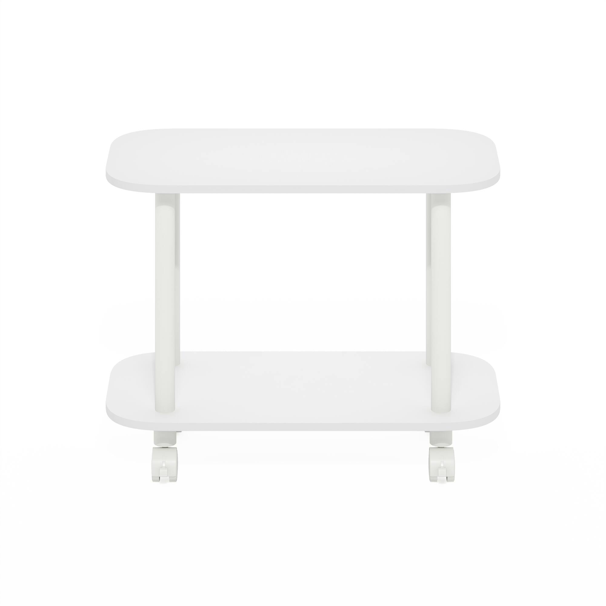 Alt View 6. Furinno - TURN-N-TUBE Night Stand, 2-Tier Oval Nightstand with Wheels, Round Corner Side Table, End Table, Toolless Assembly - White/White.