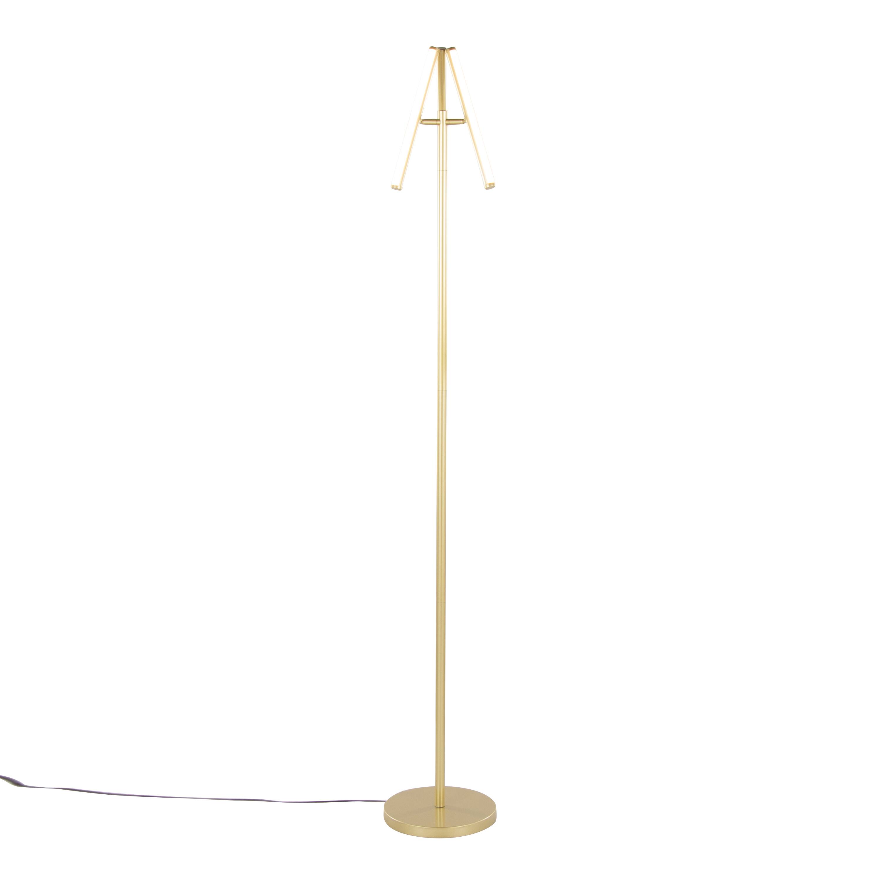 Back. Loheer - Loheer Modern Gold Floor Lamp 65 Inch Swivel Metal Tall Standing Lamp for Living Room Bedroom Reading Nook - Gold.