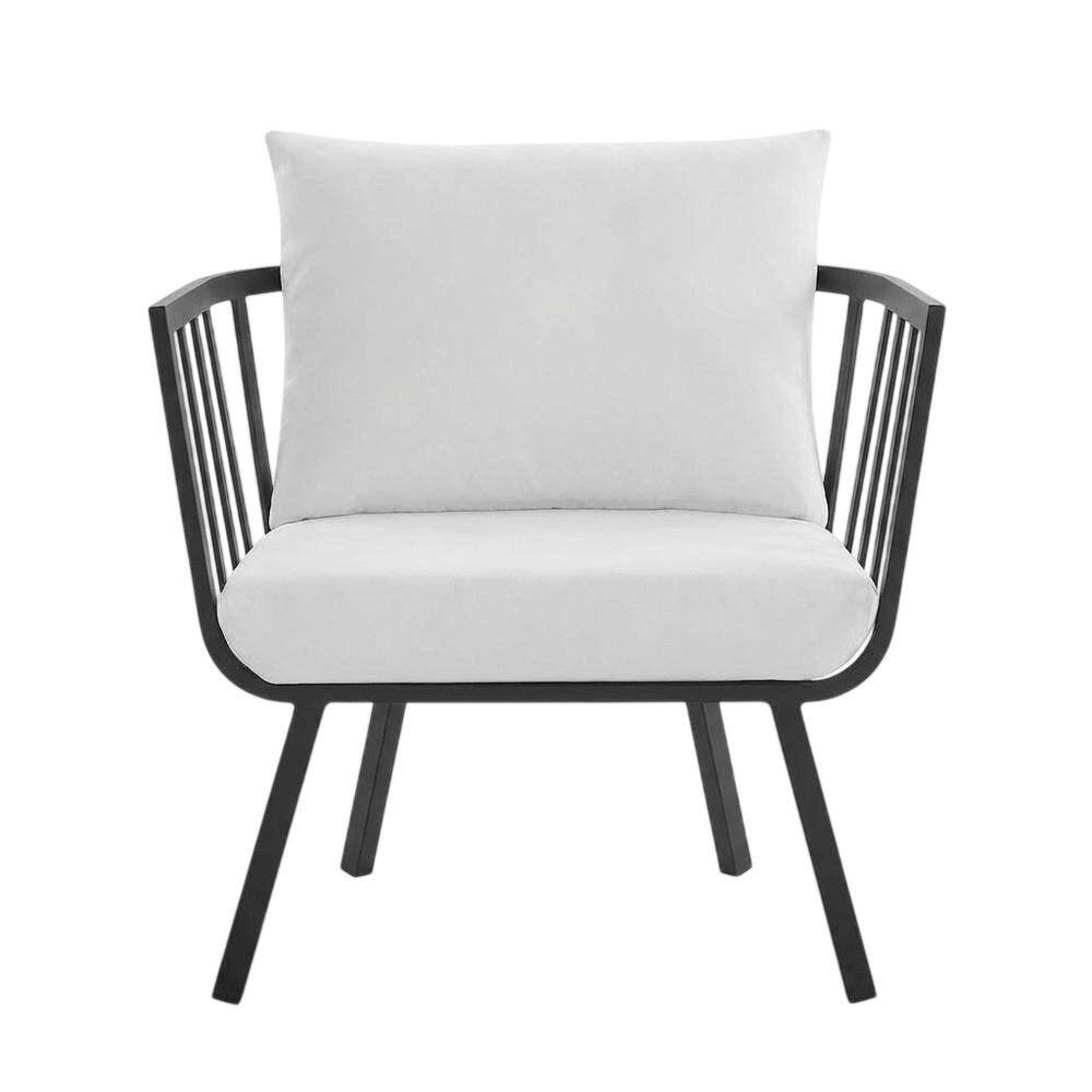 Back. Outdoor Escape - Outdoor Patio Aluminum Armchair For Lounge Relaxation - Gray.