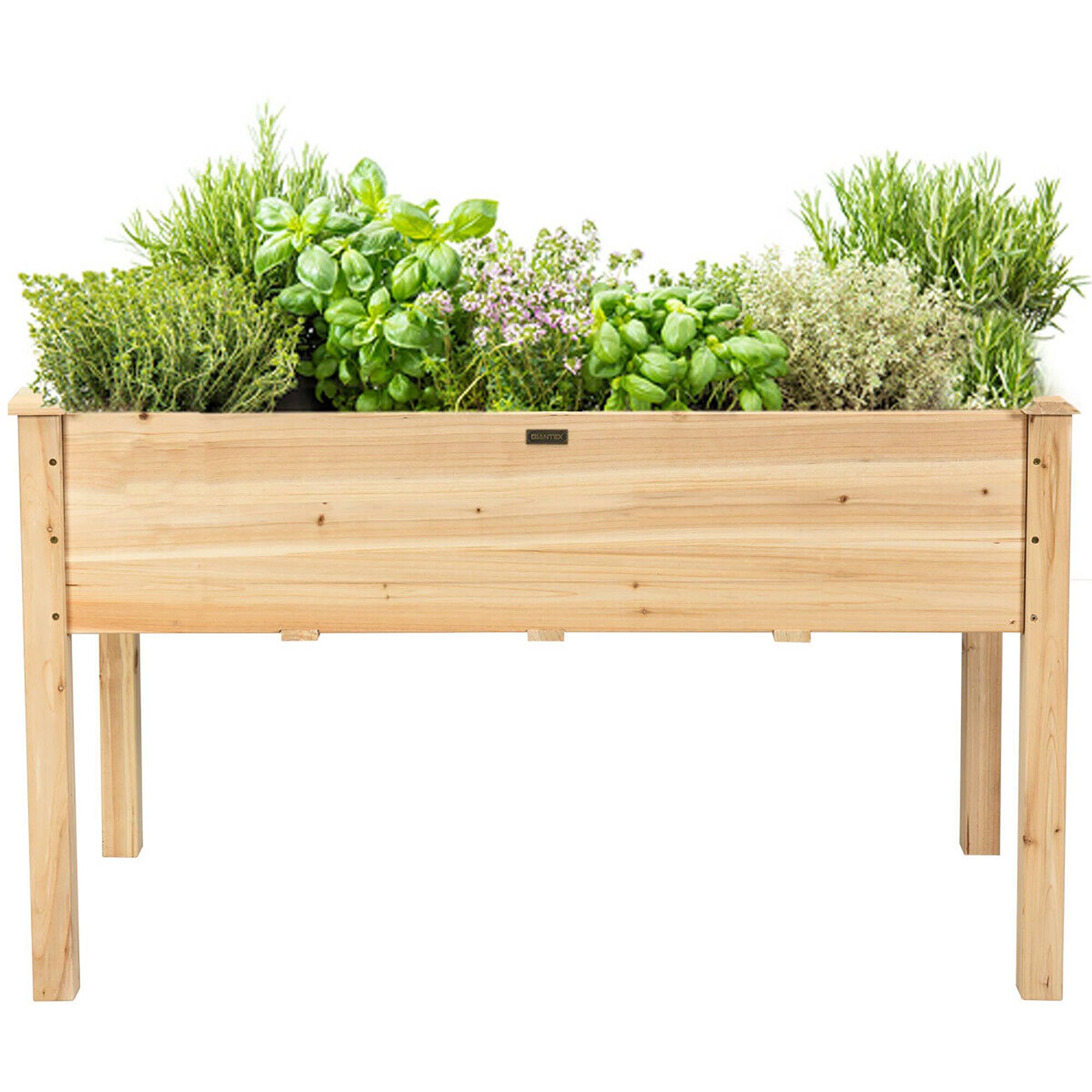 Alt View 1. Costway - Wooden Raised Vegetable Garden Bed Elevated Grow Vegetable Planter - Beige.