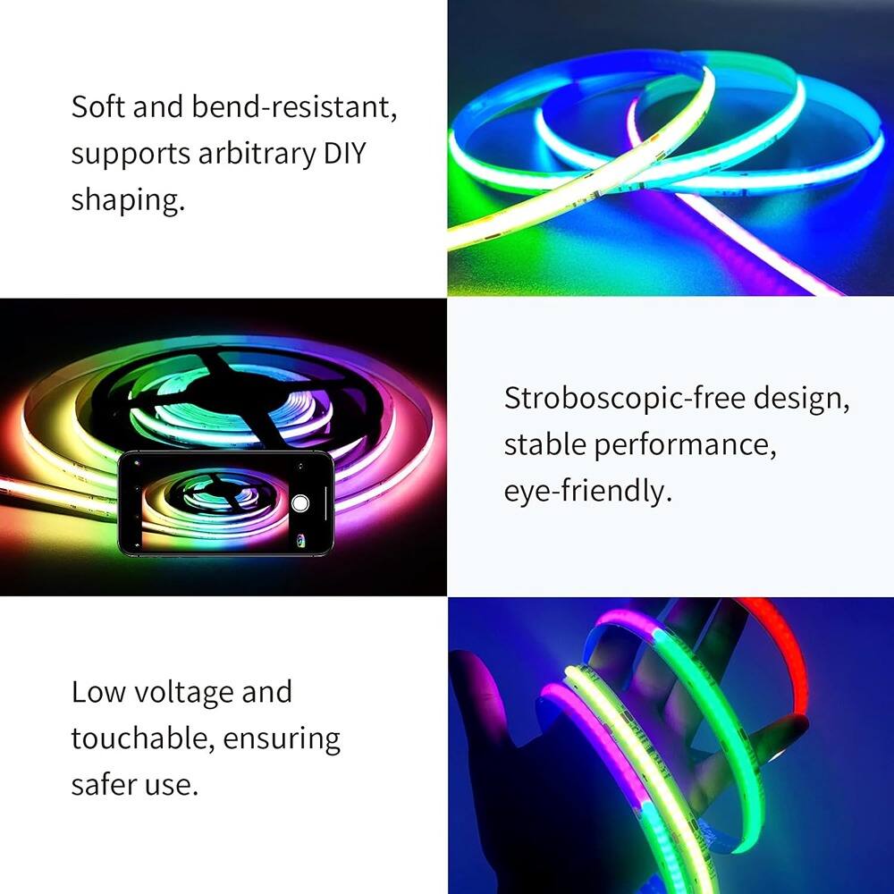 Soft and bend-resistant, supports arbitrary DIY shaping.

Stroboscopic-free design, stable performance, eye-friendly.

Low voltage and touchable, ensuring safer use.