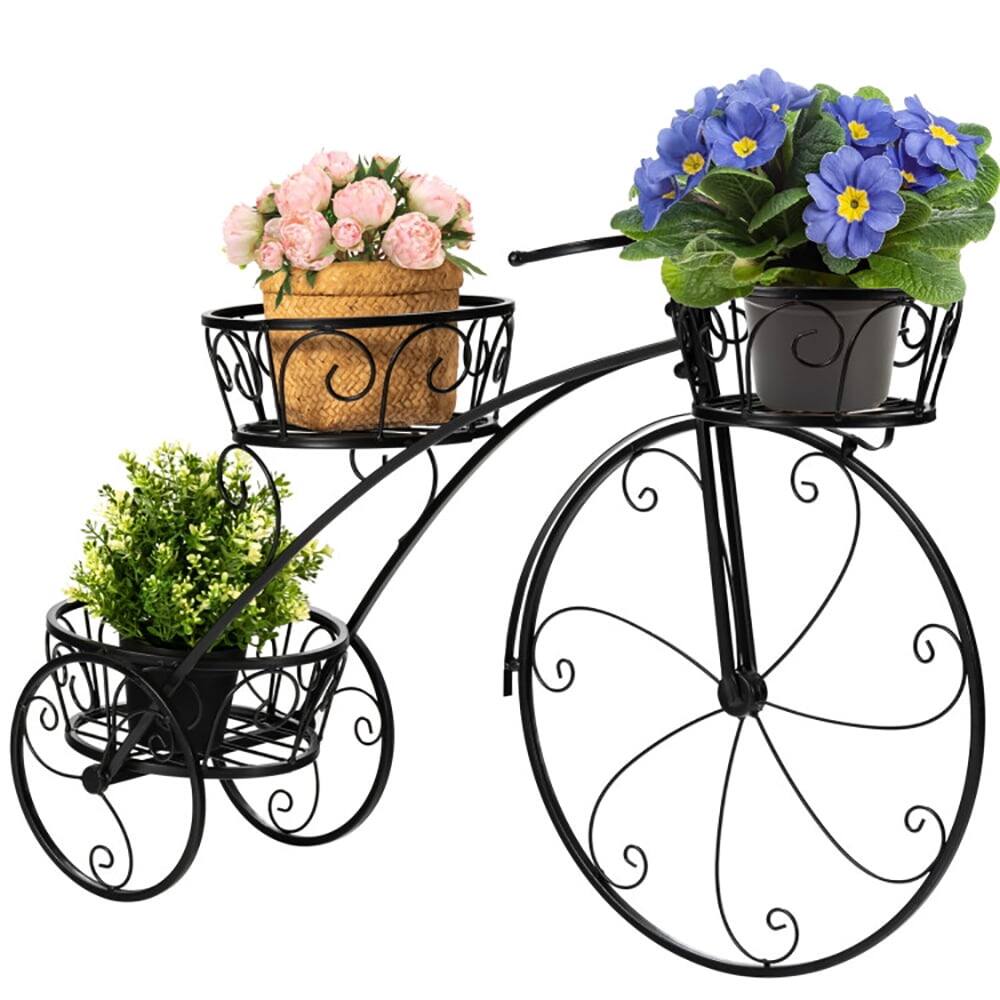 Angle. Kadyn - Raised Planter Stand, Large Space Flower Rack Shelf,Tricycle Plant Stand Flower Pot Cart Holder in Parisian Style.