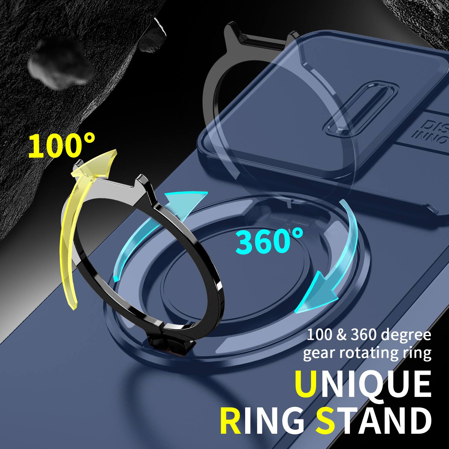 100°
360°
100 & 360 degree gear rotating ring
UNIQUE RING STAND