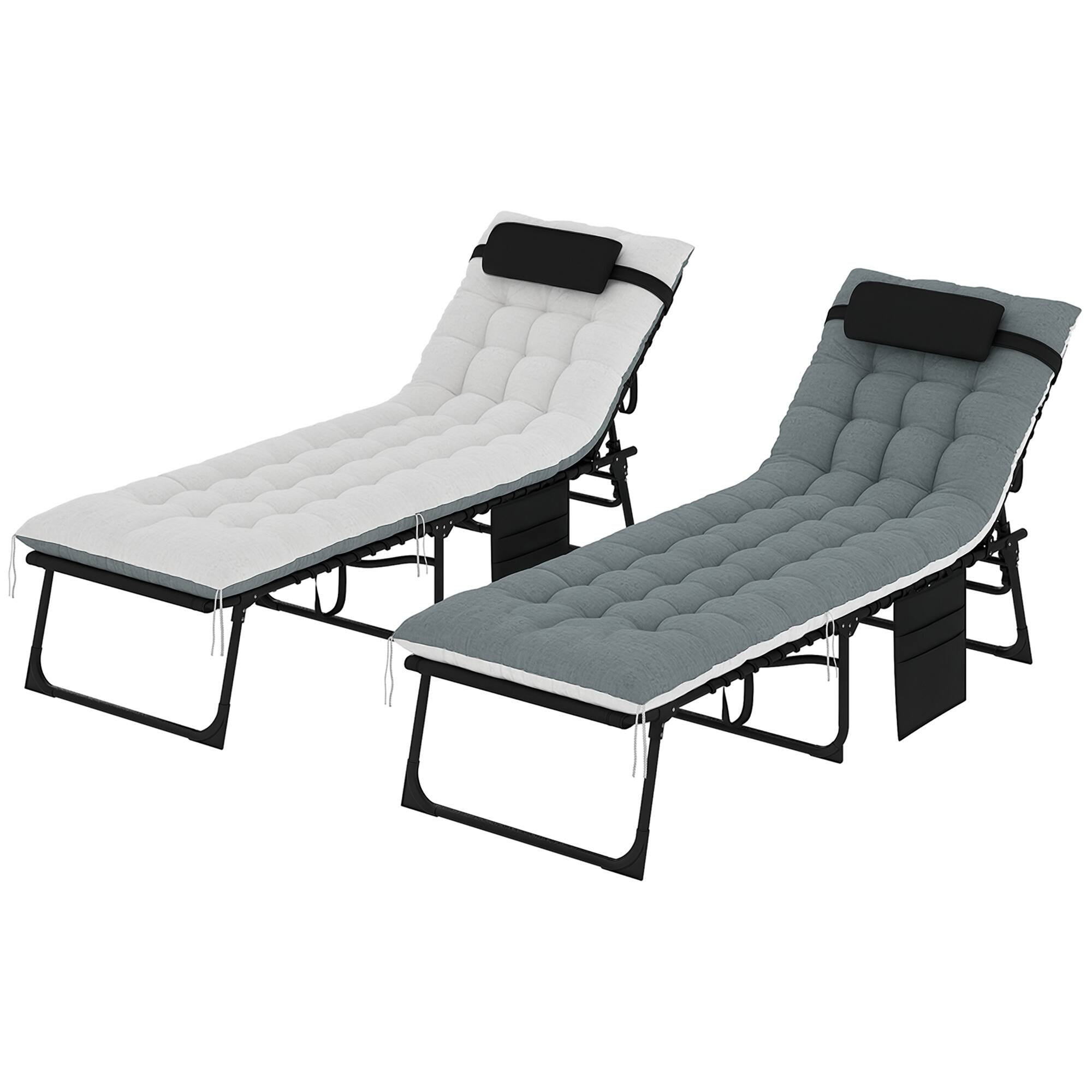 Outsunny - Outdoor Chaise Lounge Chair Set of 2 - Black/Gray