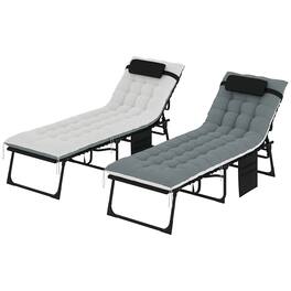 Outsunny - Outdoor Chaise Lounge Chair Set of 2 - Black/Gray