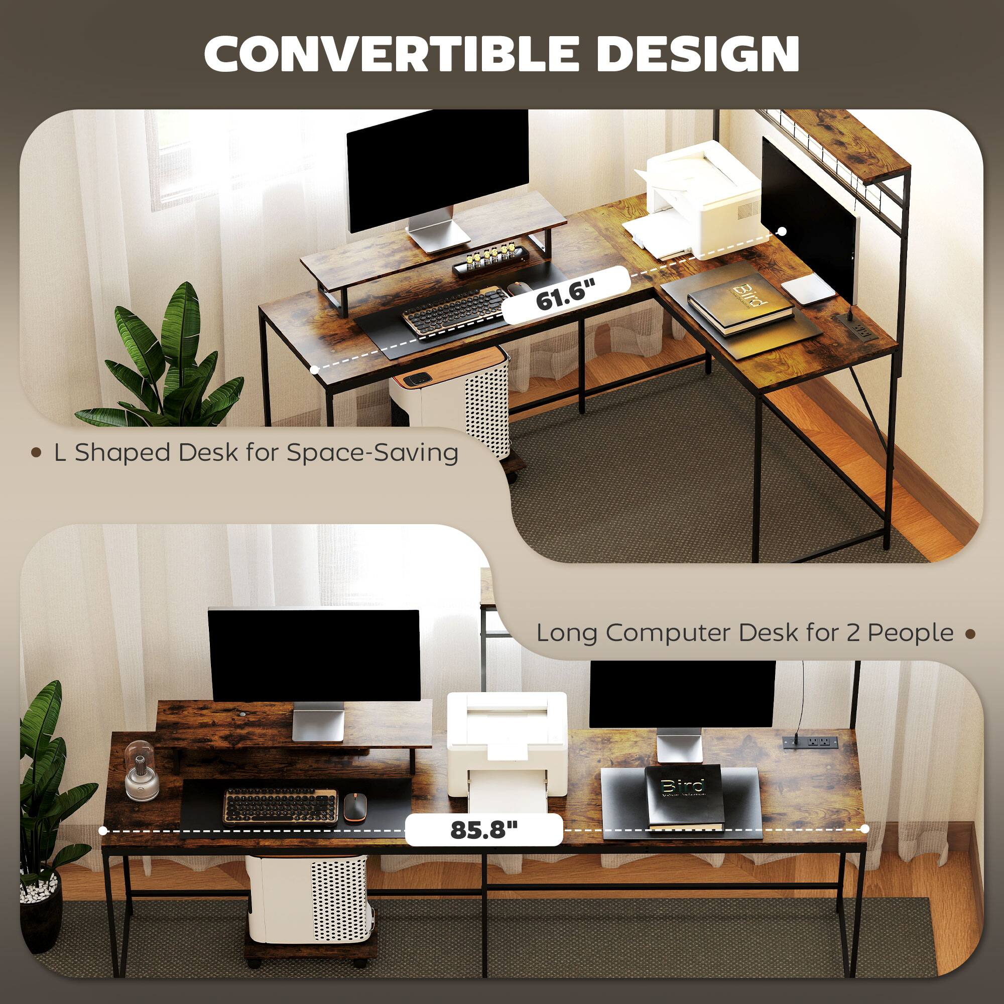 CONVERTIBLE DESIGN

L Shaped Desk for Space-Saving

Long Computer Desk for 2 People

Bird - daa 85.8"