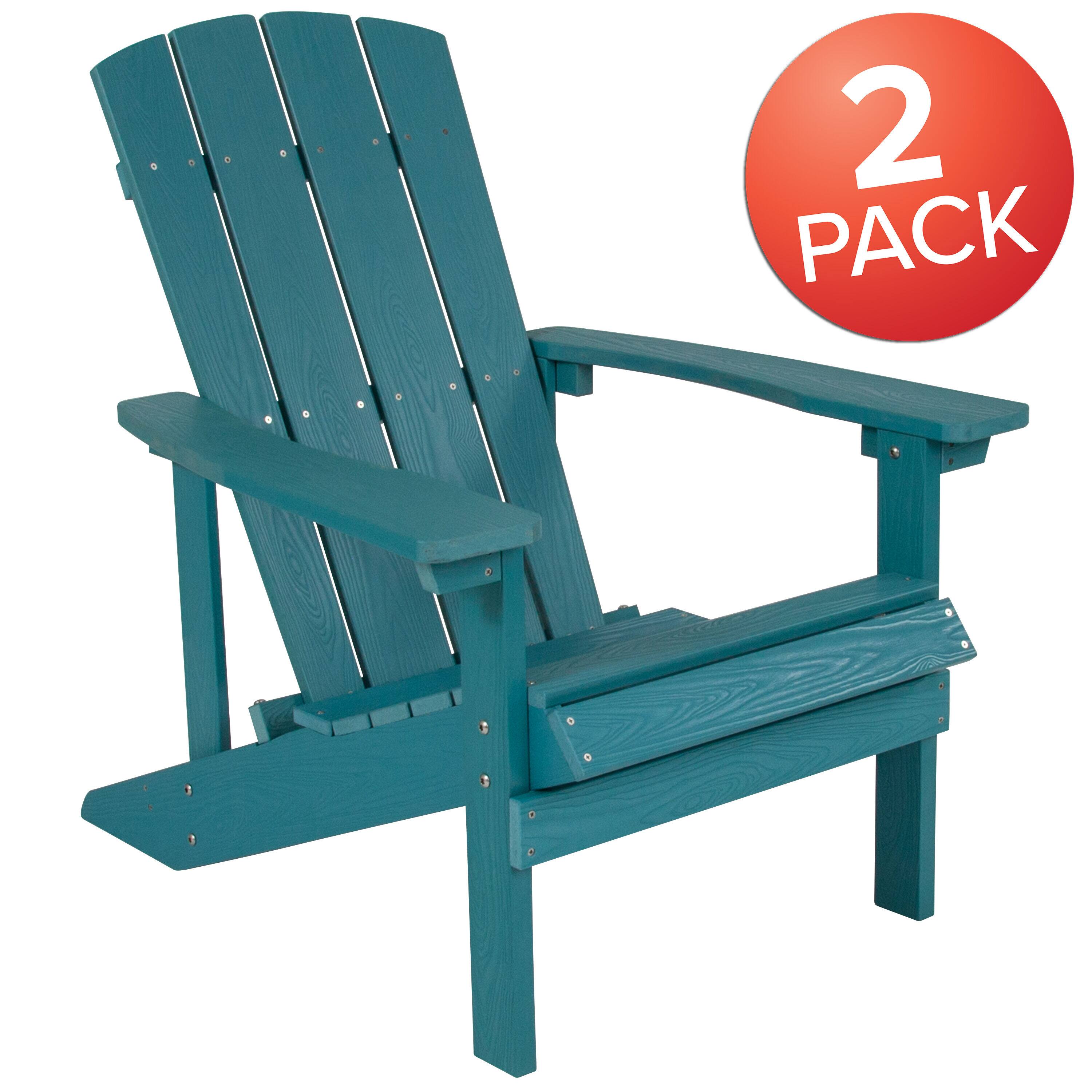 Alt View 1. Emma + Oliver - 2 Pack Outdoor All-Weather Poly Resin Wood Adirondack Chairs - Sea Foam.