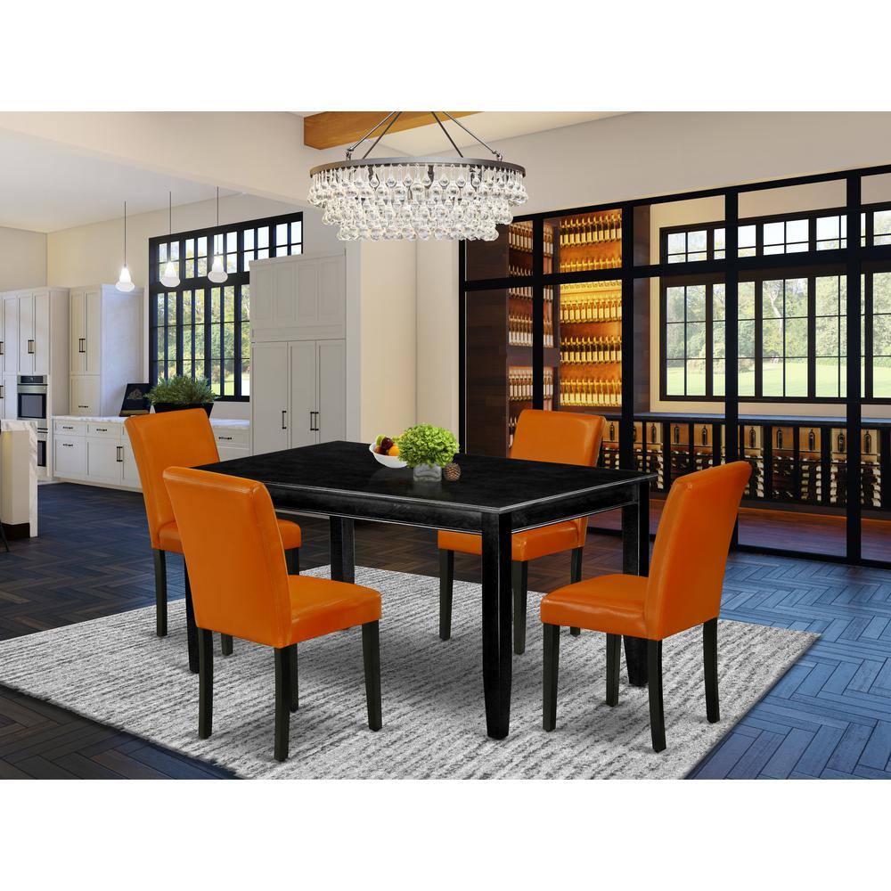 Back. East West Furniture - Dining Room Set Black - Brown.