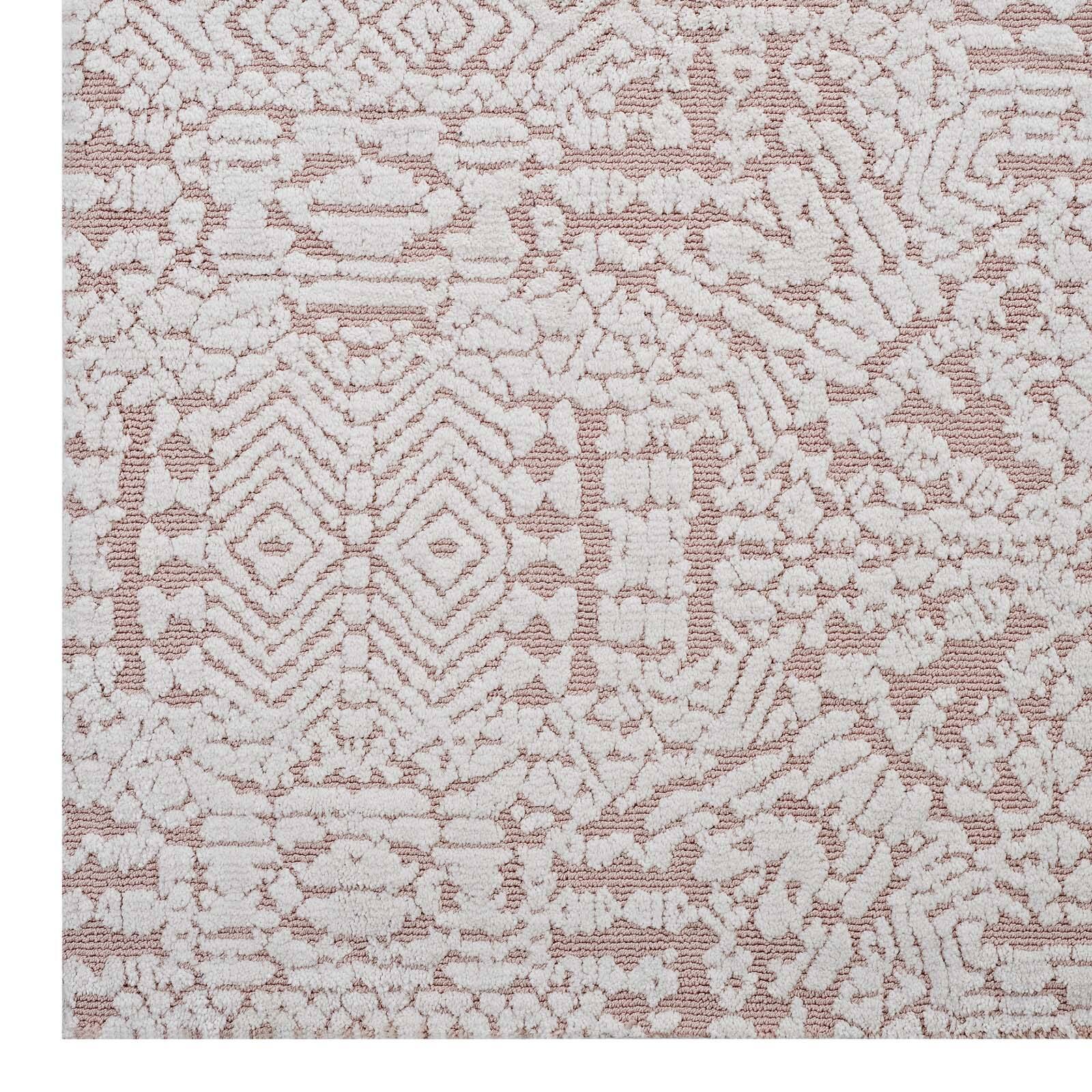 Alt View 1. Modway - Javiera Contemporary Moroccan Area Rug - Ivory and Cameo Rose.