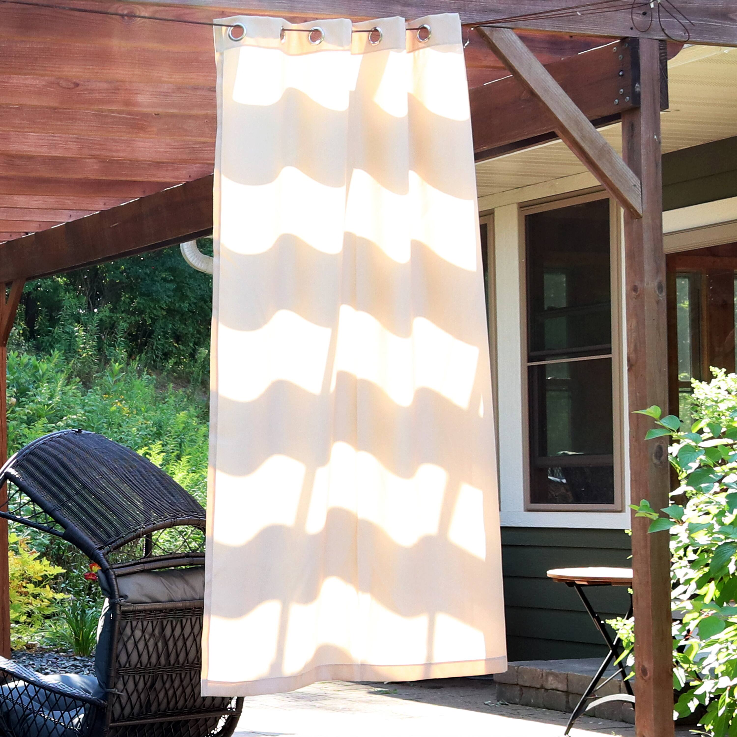 Alt View 1. Sunnydaze - Simple Outdoor Curtain Panel - 52 in x 84 in - Beige.