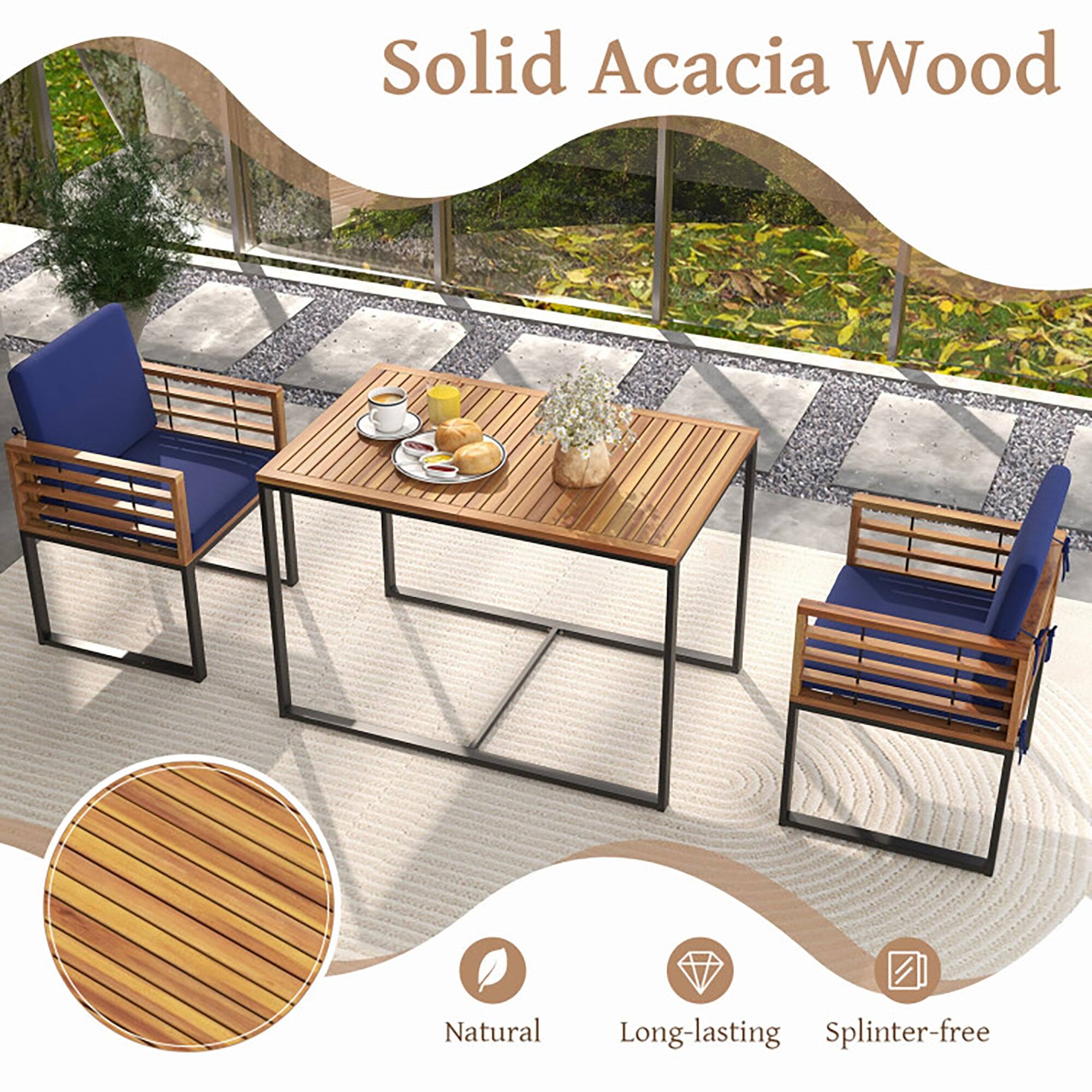 Solid Acacia Wood  
Natural  
Long-lasting  
Splinter-free