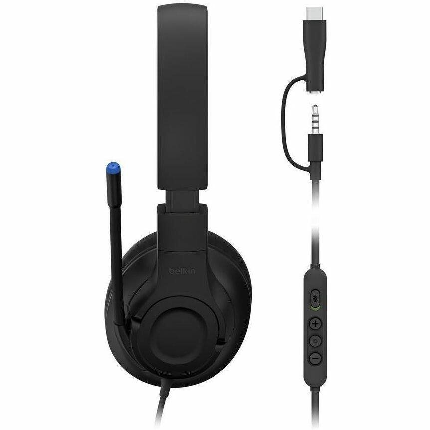 Alt View 3. Belkin - Belkin SoundForm Inspire Wired Over-Ear Headset for Kids - Stereo - Mini-phone (3.5mm), USB Type C - Wired - Black.