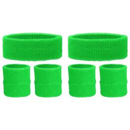 Unique Bargains - Sweatband Set, 2pcs Headband + 4pcs Wristbands Moisture Wicking Breathable Athletic Bands 6pcs for Sports - Fruit Green