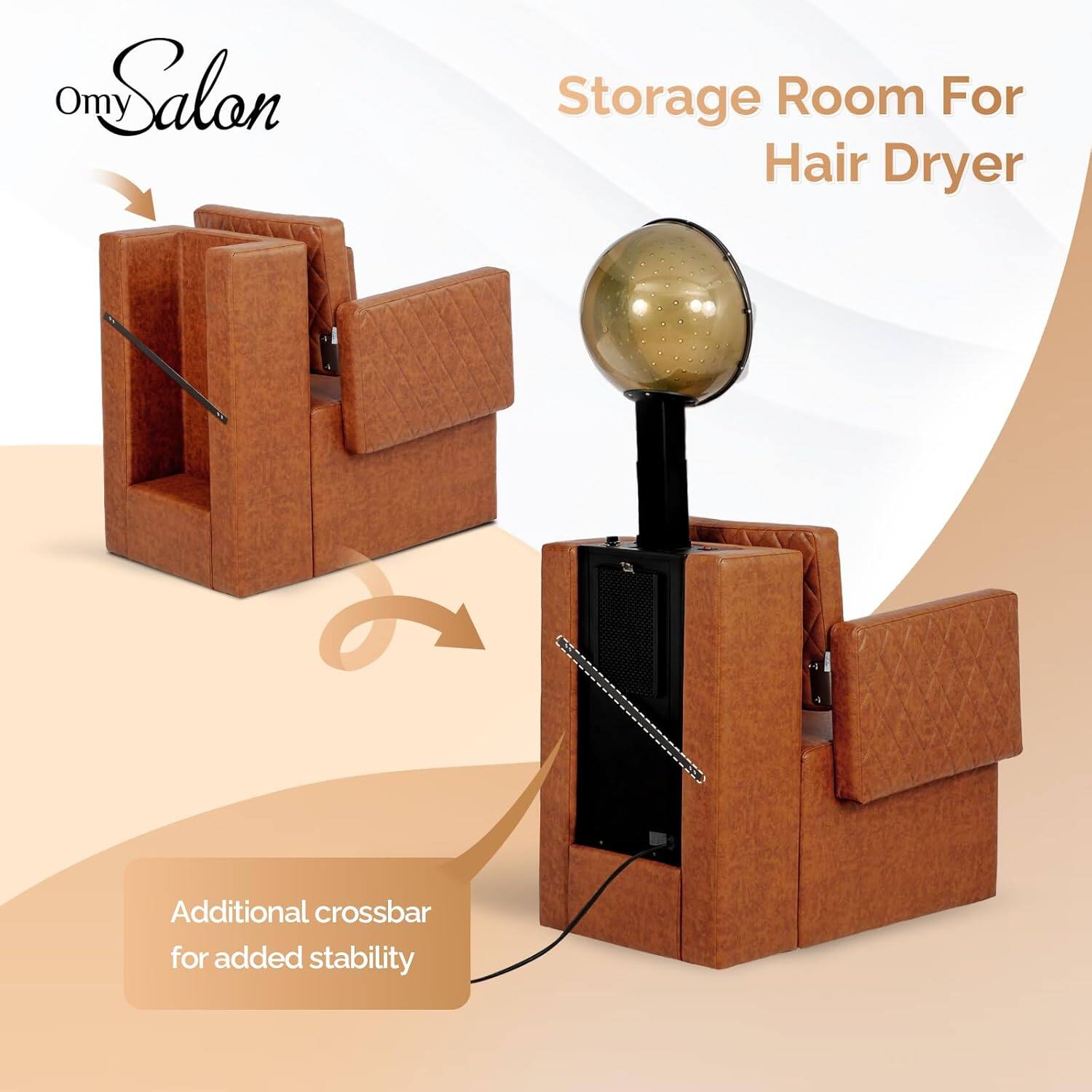 Omy Salon

Storage Room For Hair Dryer

Additional crossbar for added stability