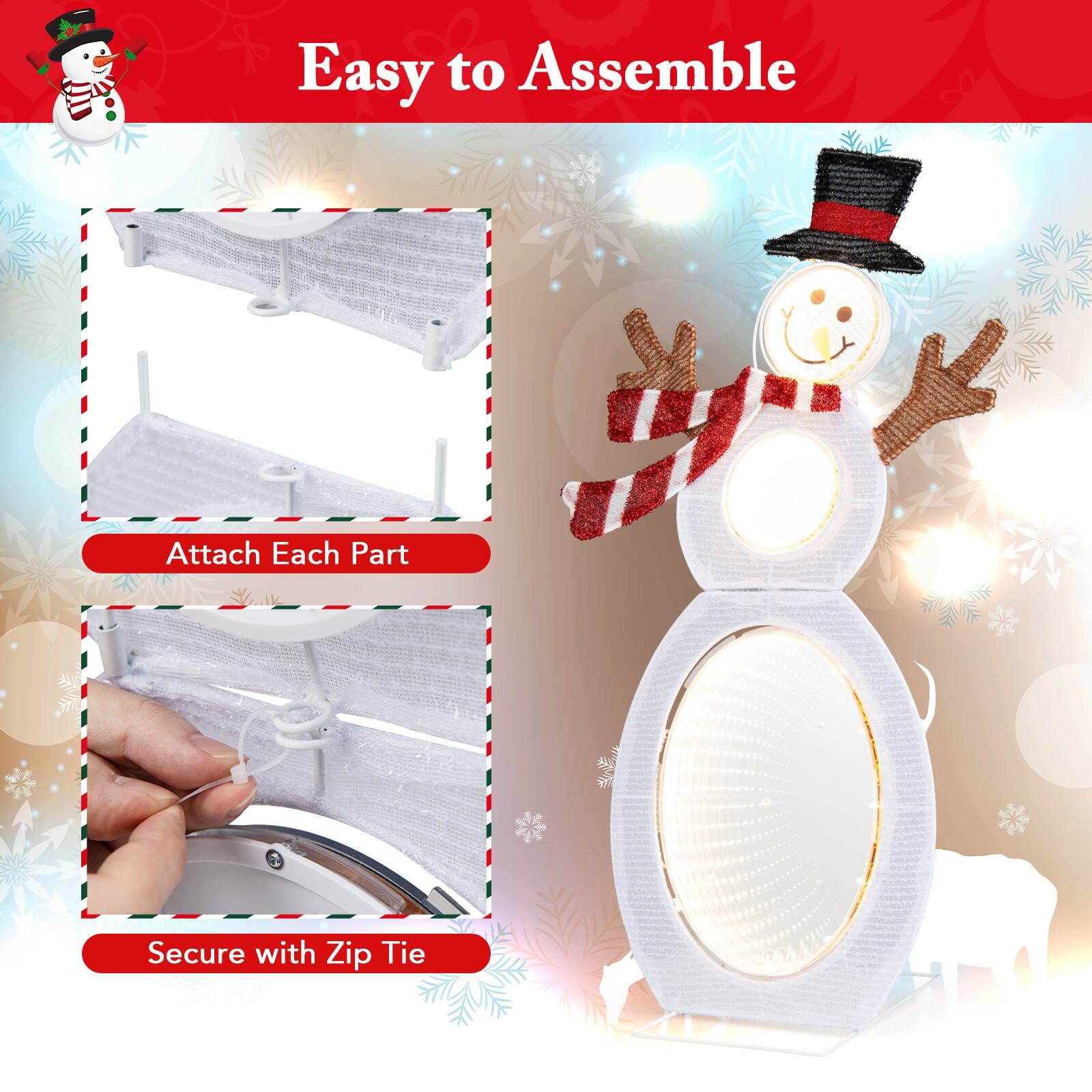 Easy to Assemble

Attach Each Part

Secure with Zip Tie