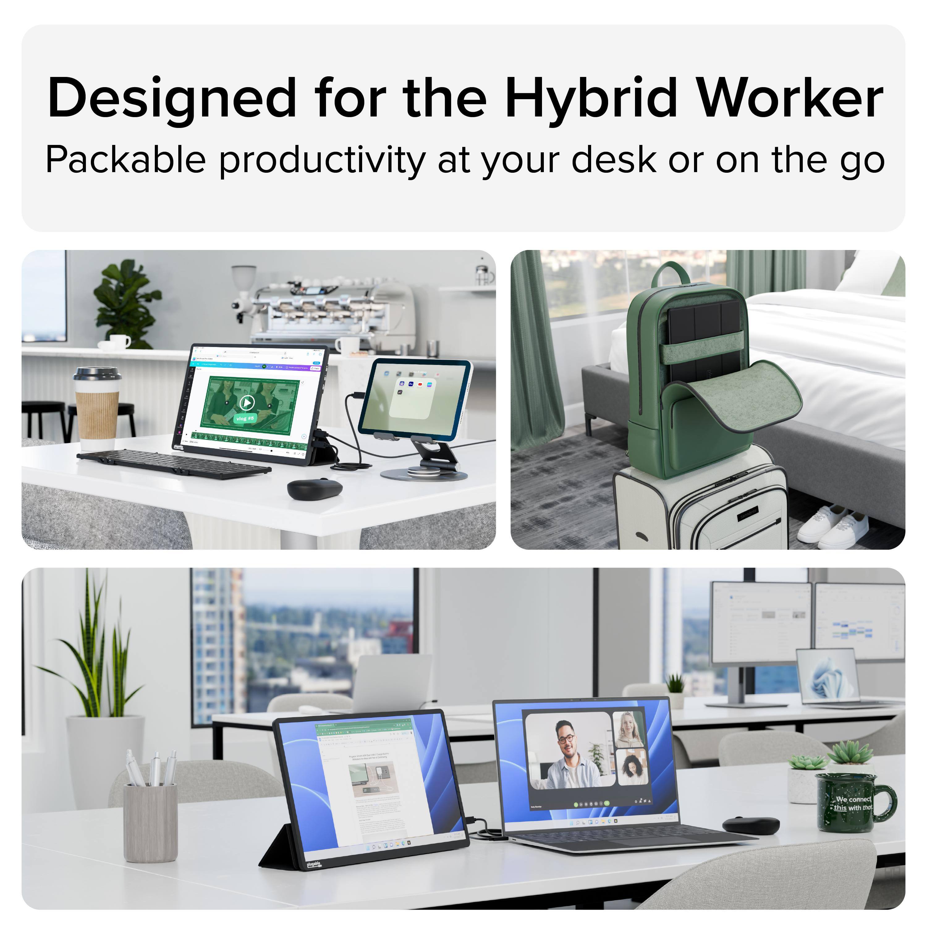Designed for the Hybrid Worker: Packable productivity at your desk or on the go.