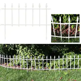Sunnydaze - 5-Piece Roman Walkway Iron Panels Border Fencing - 9 ft - White