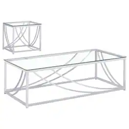 Coaster Co. of America - Lille 2-piece Glass Top Coffee End Sofa Table Set Chrome - Silver