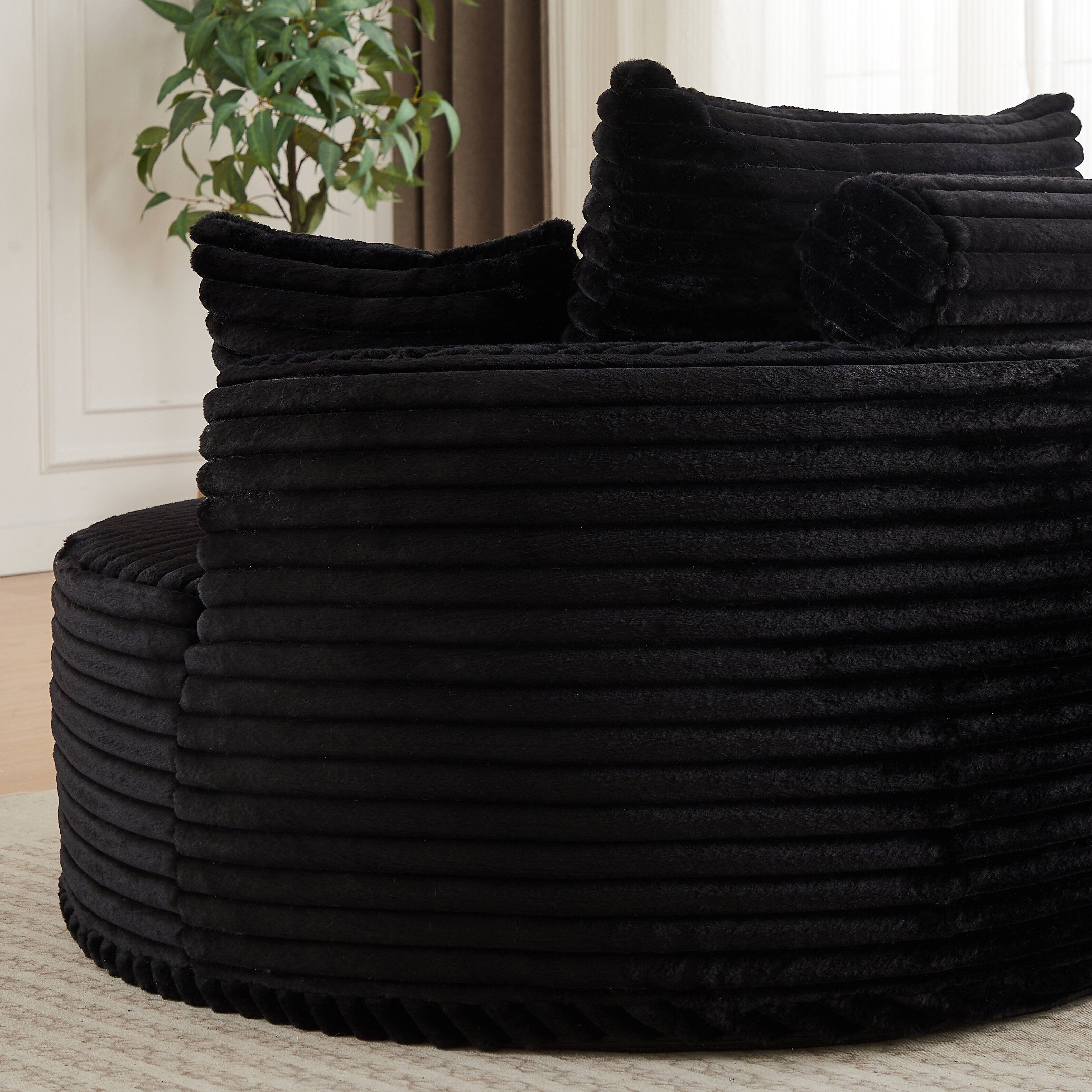 Alt View 4. COWLOWN - 50 Inch Fluffy Corduroy Sleeper Chair No Assembly Sofa Bed for Multi Room Use Black - Black.