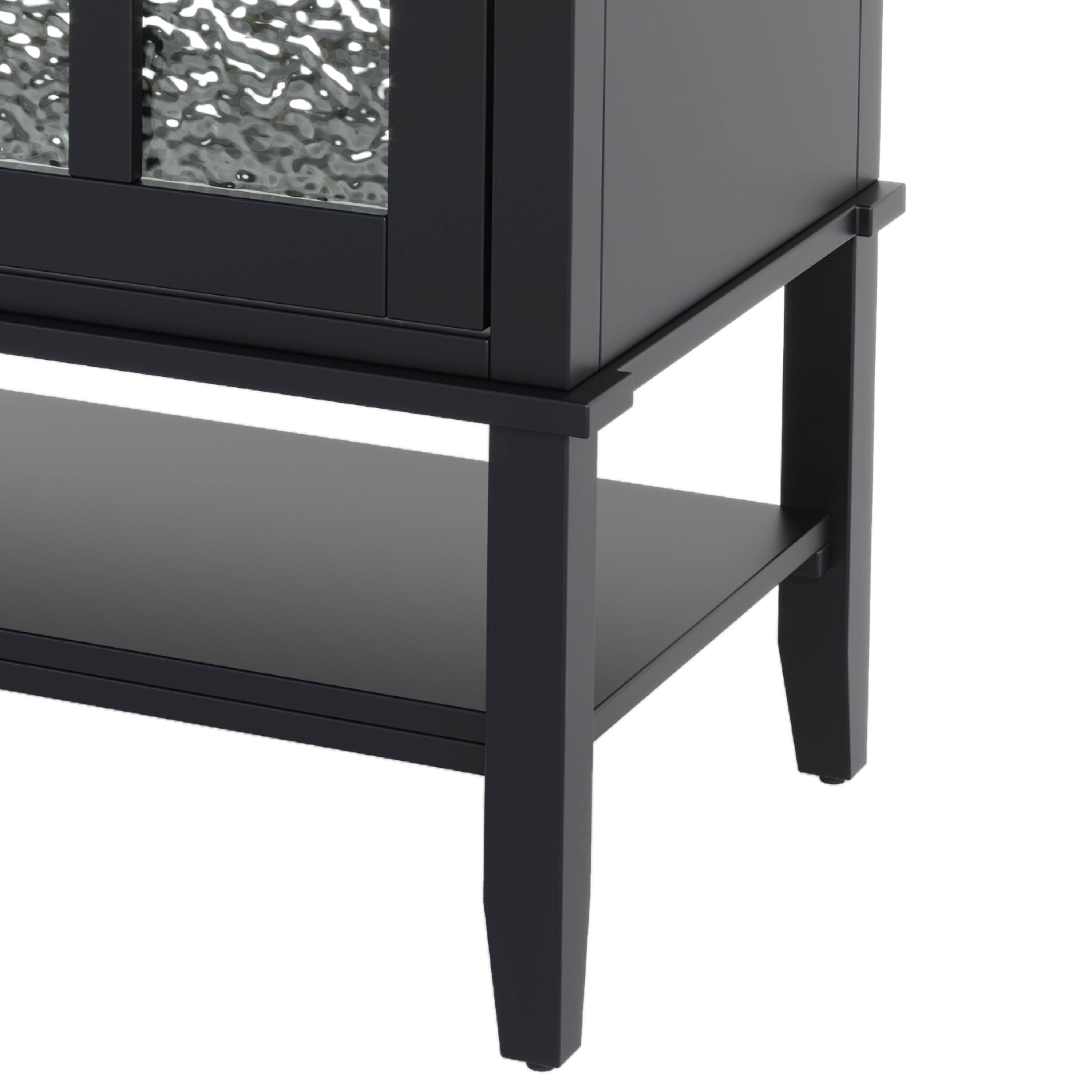 Alt View 8. Boyel Living - 36 Inch Bathroom Vanity with Ceramic Sink Adjustable Shelf Solid Wood Legs Soft Close Hinges Black - Black.