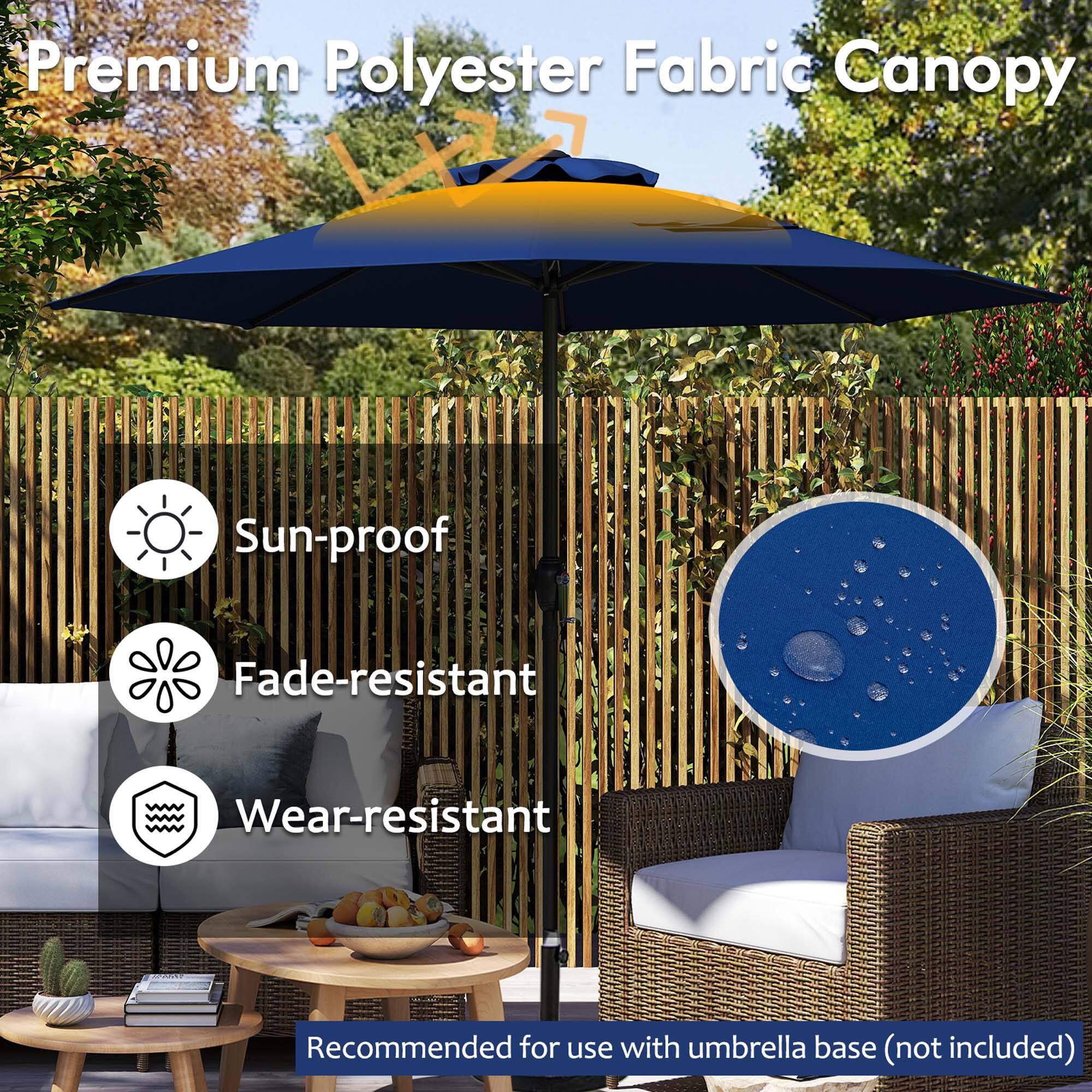 Premium Polyester Fabric Canopy
Sun-proof
Fade-resistant
Wear-resistant
Recommended for use with umbrella base (not included)