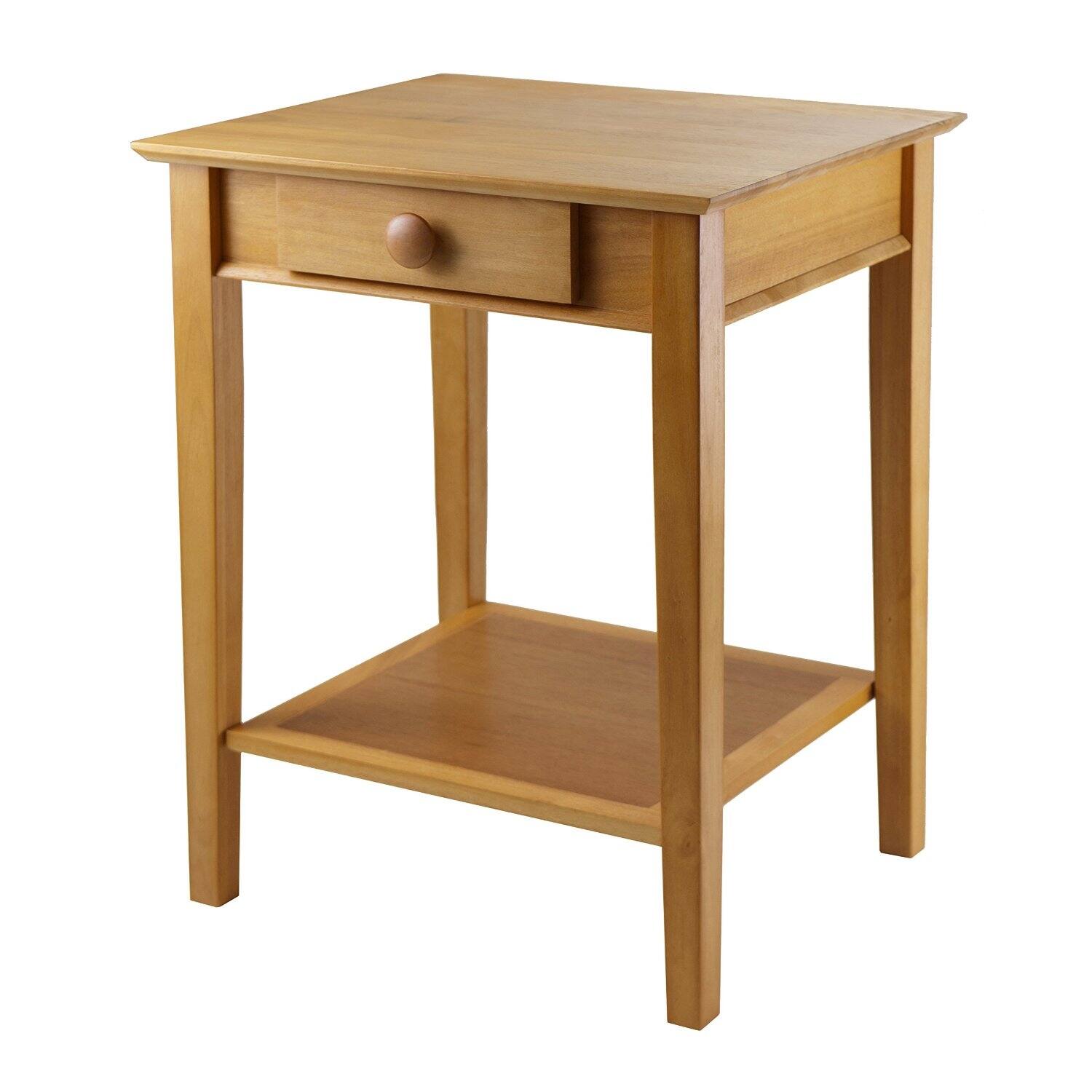 Front. SlickBlue - Modular Wooden Printer Stand with Drawer and Bottom Storage Shelf - Natural.