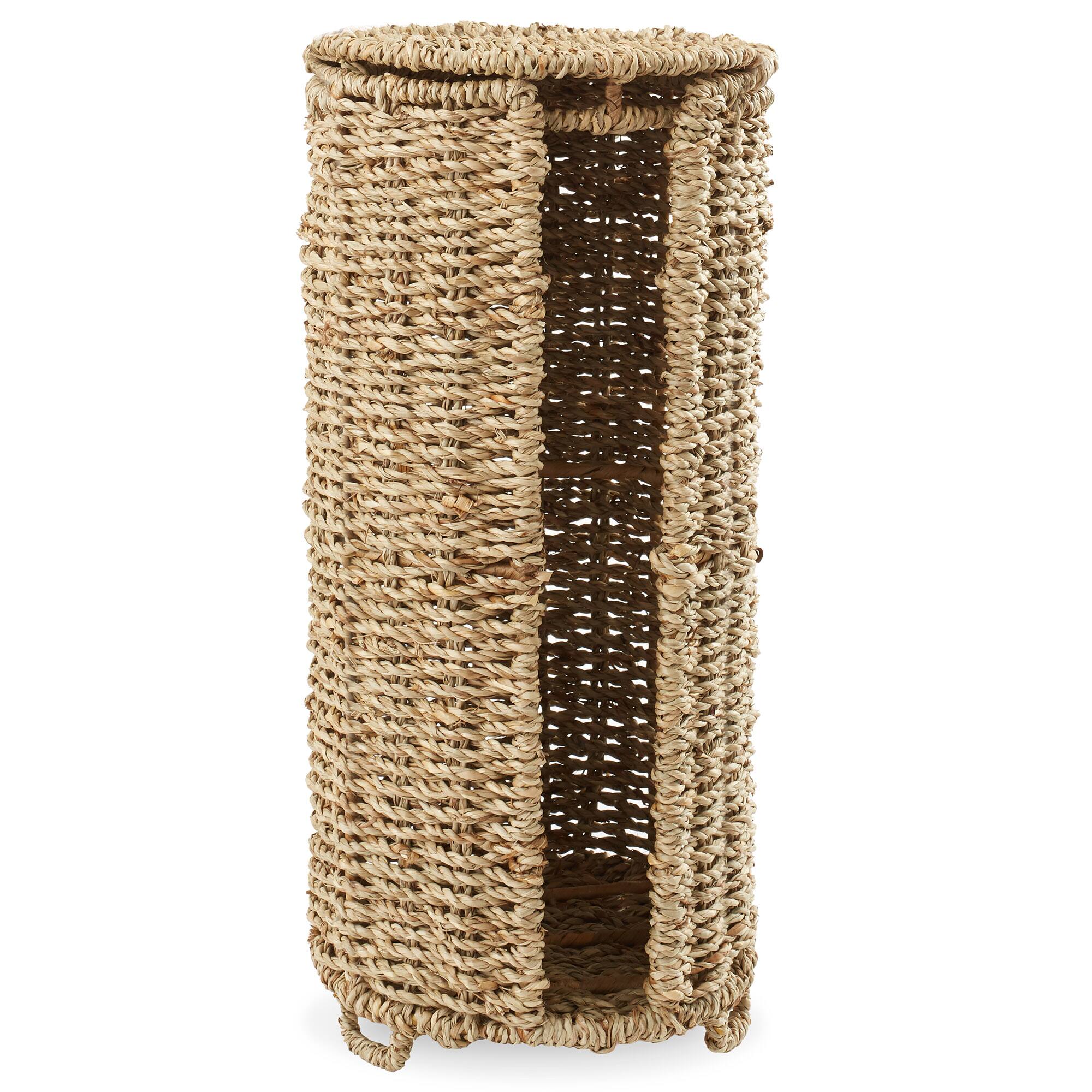 Alt View 3. Casafield - Toilet Paper Roll Holder Stand - Bathroom Tissue Storage - Natural - Seagrass.