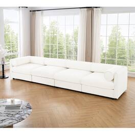 Anysun - Modular L-Shape 4-Seat Sectional Sofa with Storage - Cylindrical Backrest & Armrests, Durable Deep-Seat Design - White
