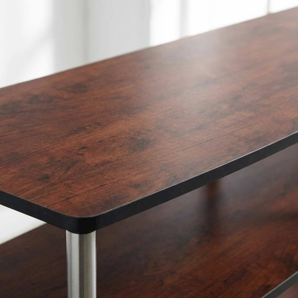 Alt View 4. FurniFact - Cherry 3-tier TV stand, sturdy particle board construction, stainless steel - Brown.