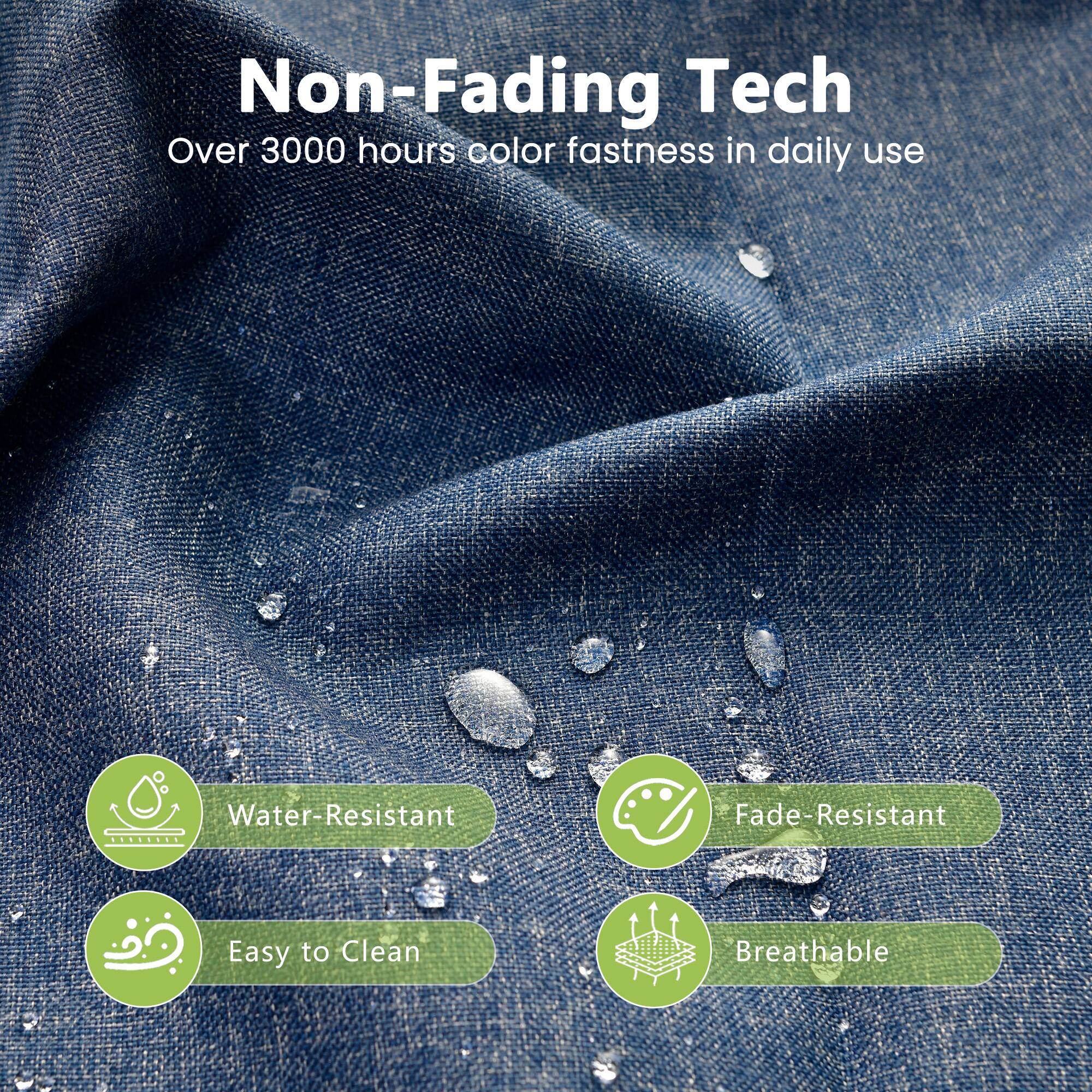 Non-Fading Tech  
Over 3000 hours color fastness in daily use  

- Water-Resistant  
- Fade-Resistant  
- Easy to Clean  
- Breathable