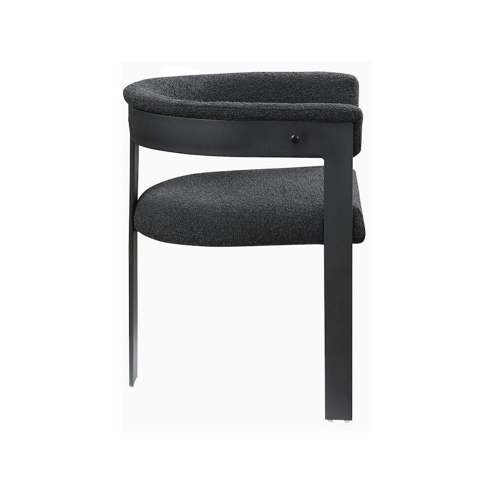 Alt View 3. Meridian Furniture - Romeo Black Boucle Fabric Dining Chair, Set of 2 - Black.