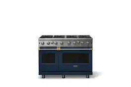 Viking - Pro 5 Series 6.1 Cu. Ft. Freestanding Open 8 Burner LP Gas Convection Range - Slate Blue w. Brushed Brass - Slate Blue
