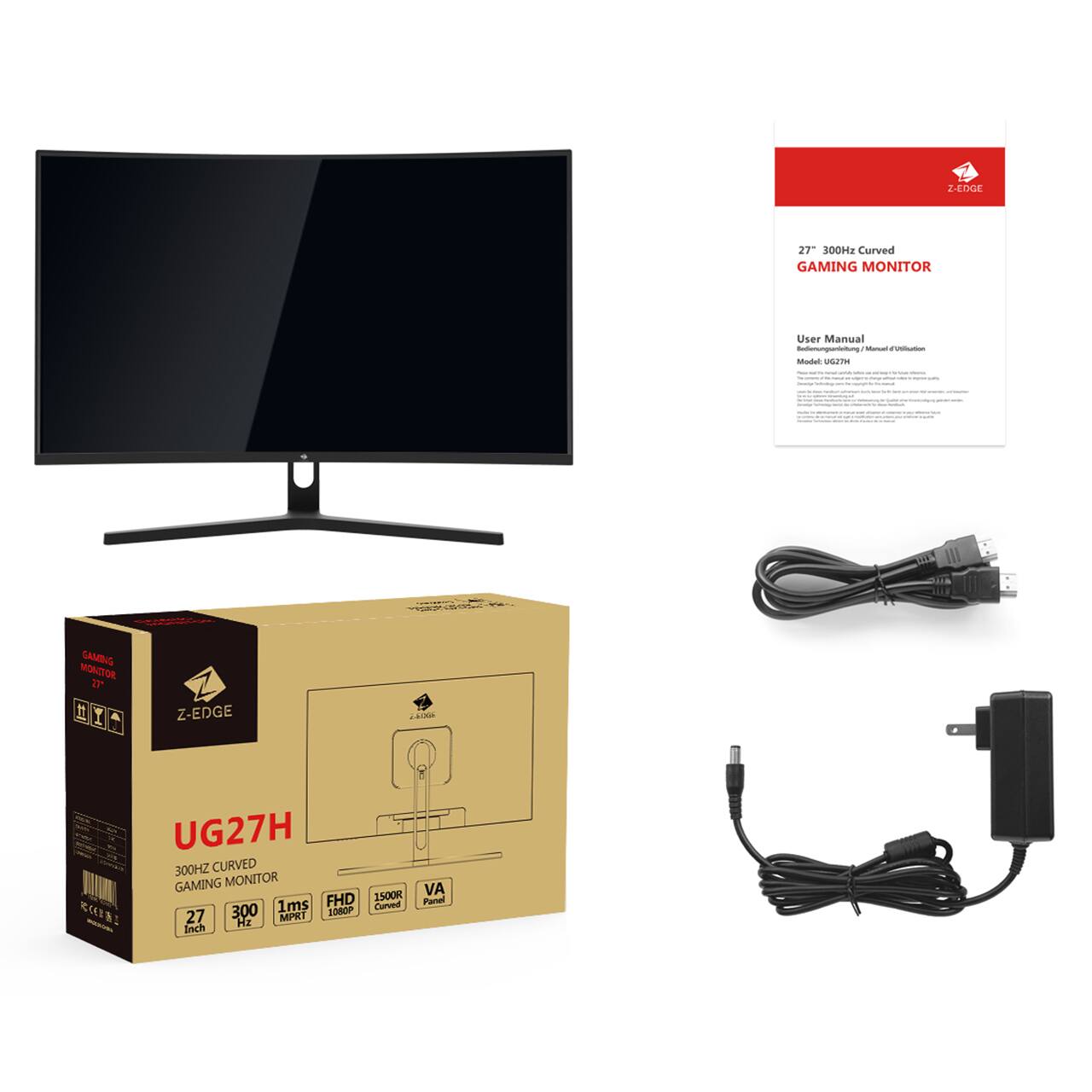 L-EDGE 27" 300Hz Curved GAMING MONITOR User Manual - d - - Madal msa - GAMING MONIZOR oi IT I & 1 Z-EDGE  Cra : UG27H 300Hz Curved GAMING MONITOR 1ms FHD 27 300 MPR1 DMOP H Inch 1500m Curved VA Panel