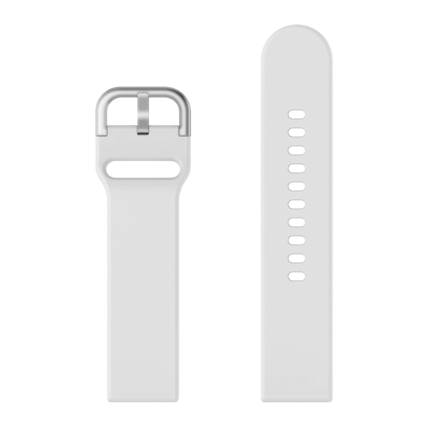Left. StrapsCo - Sport Band Silicone Rubber Watch Strap For Fitbit Versa & Versa 2 - White.