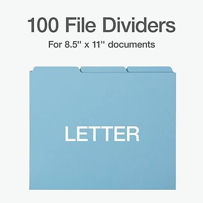 100 File Dividers  
For 8.5" x 11" documents  
LETTER