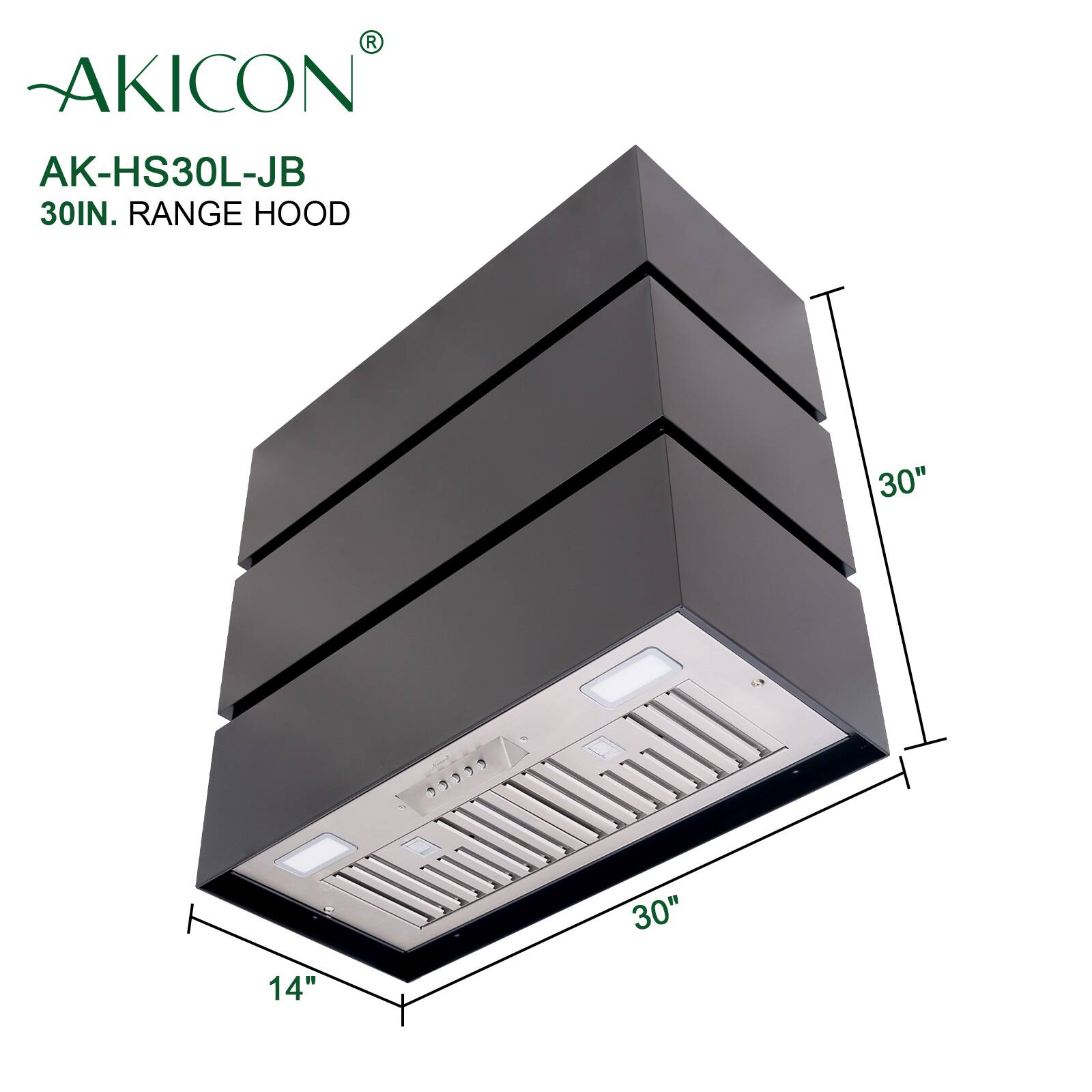 AKICON AK-HS30L-JB 30IN. RANGE HOOD 30" 30" 14"