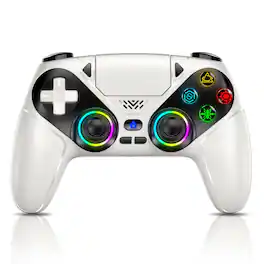 HM 1810 - Led Wireless Controller For Ps5 Compatible With Pro/slim/pc Dual Vibration Macro/turbo Function Audio Jack - White