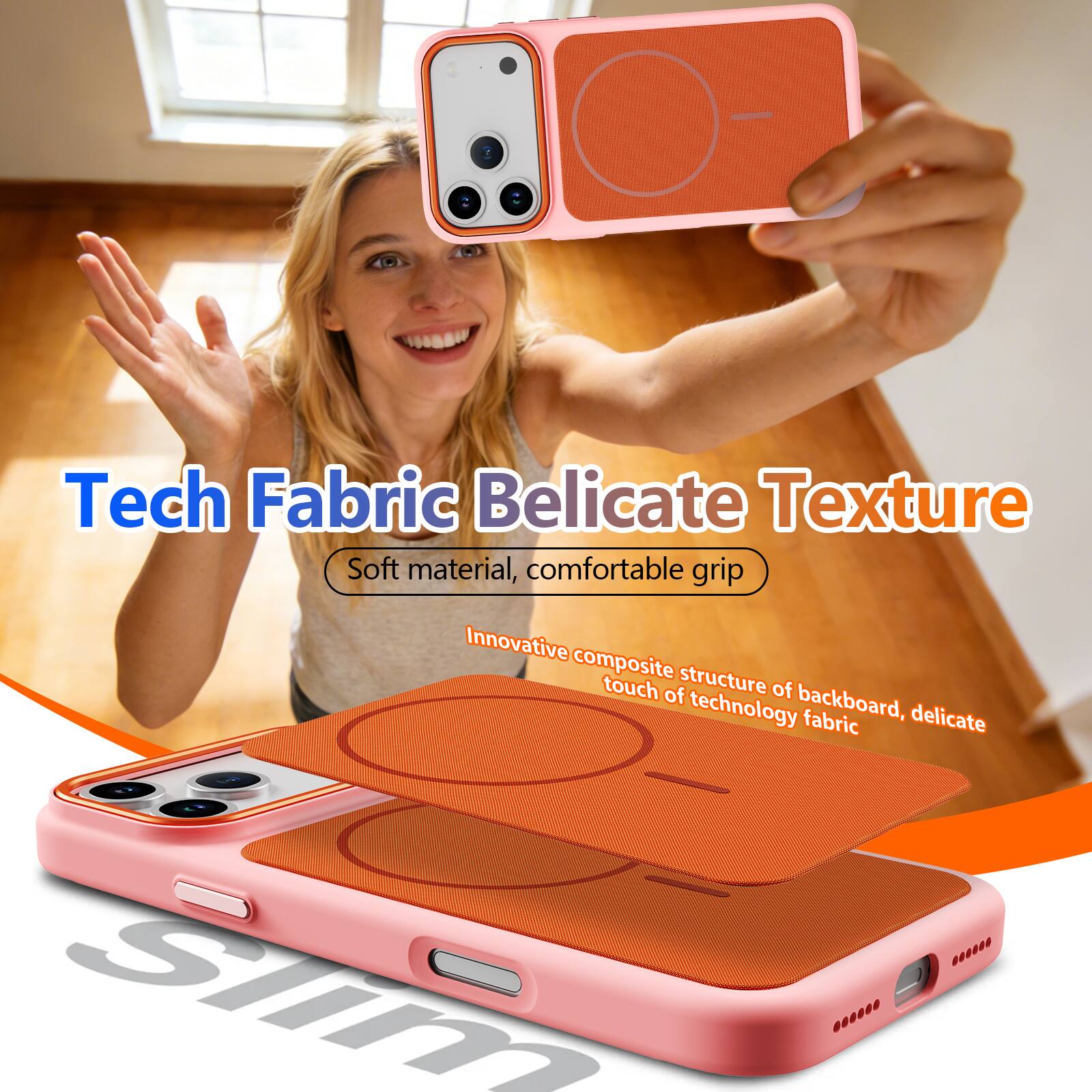 Tech Fabric Delicate Texture  
Soft material, comfortable grip  
Innovative composite structure of backboard, delicate touch of technology fabric