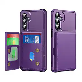 UUCOVER - Shockproof Wallet Back Case for Samsung Galaxy A37 5G,Magnetic PU Leather+TPU Card Holder Case Kickstand Cover - Purple