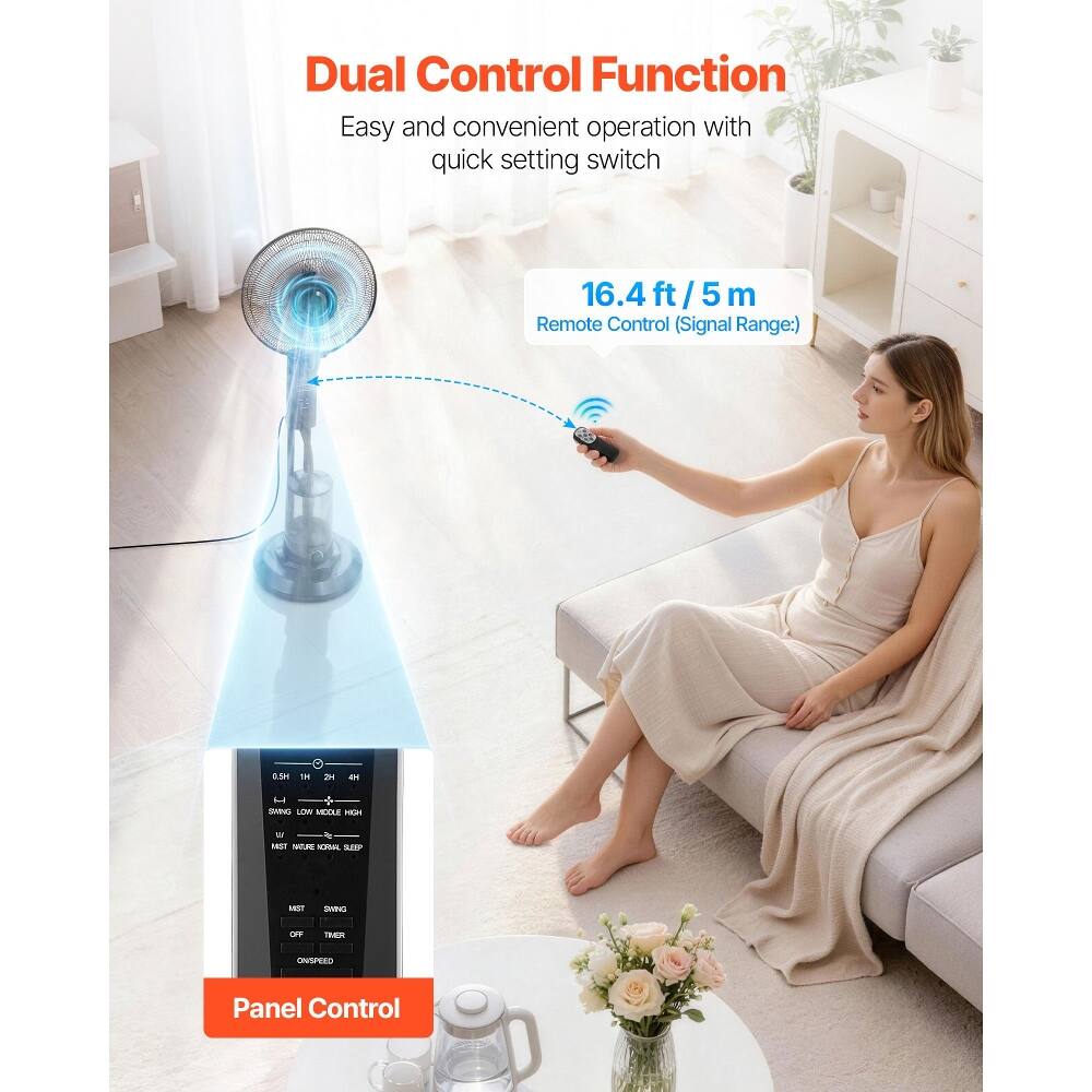 Dual Control Function  
Easy and convenient operation with quick setting switch  

16.4 ft / 5 m  
Remote Control (Signal Range:)  

Panel Control