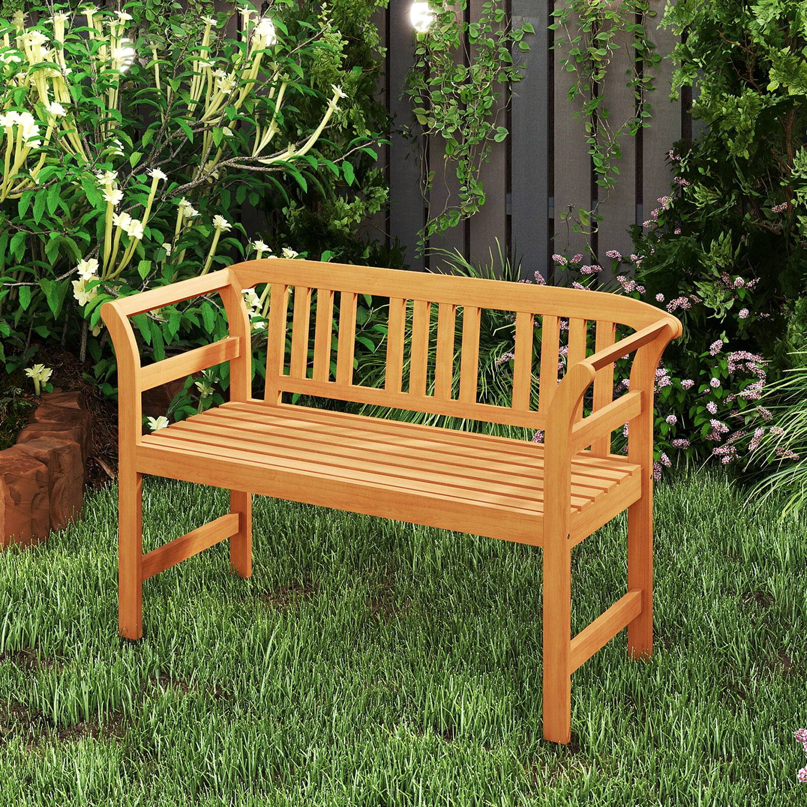 Alt View 3. Gymax - Gymax 47'' Outdoor Loveseat Bench w/Curved Armrests for Backyard Front Porch Deck - Yellow.